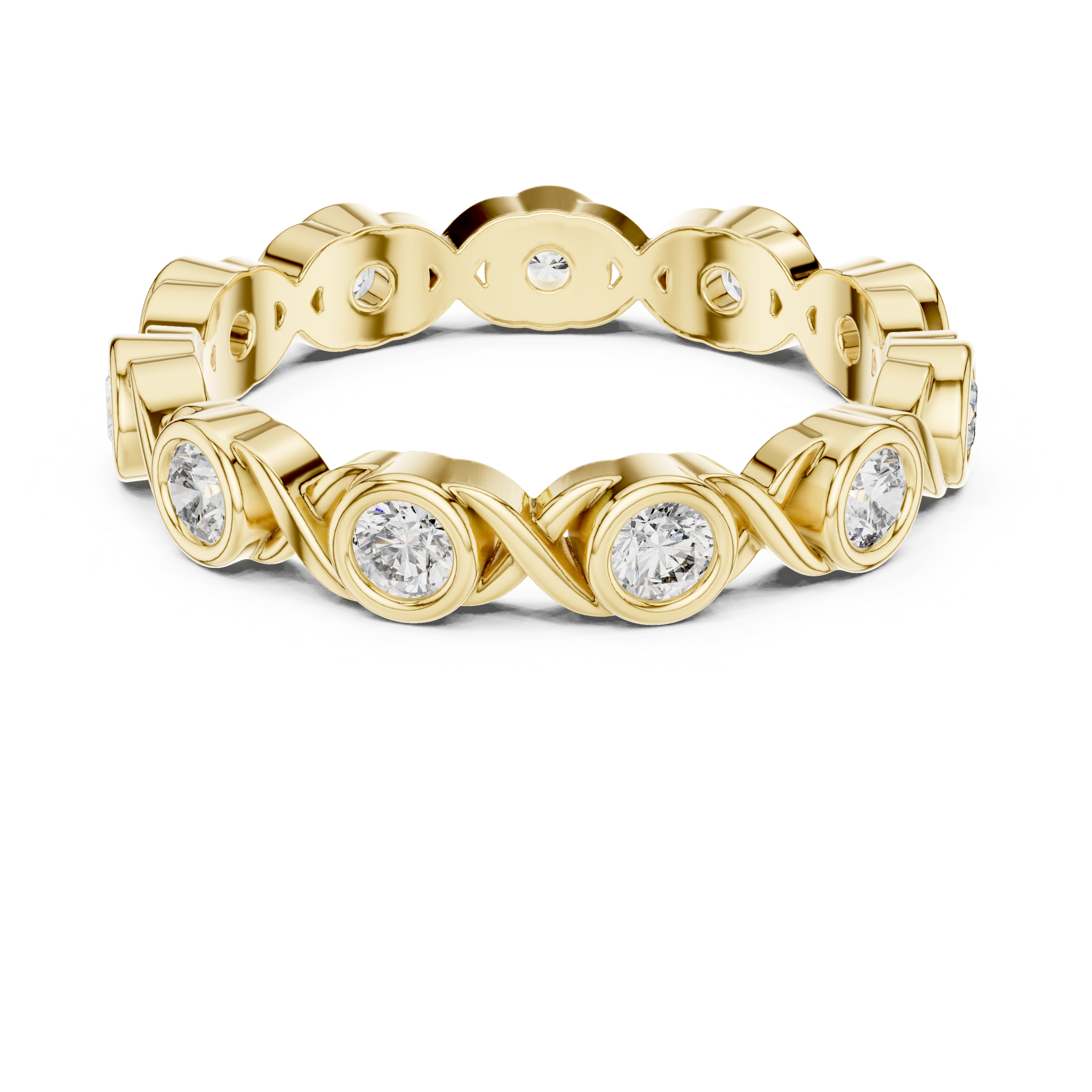 Round Bezel-Set Infinity Eternity Band Ring