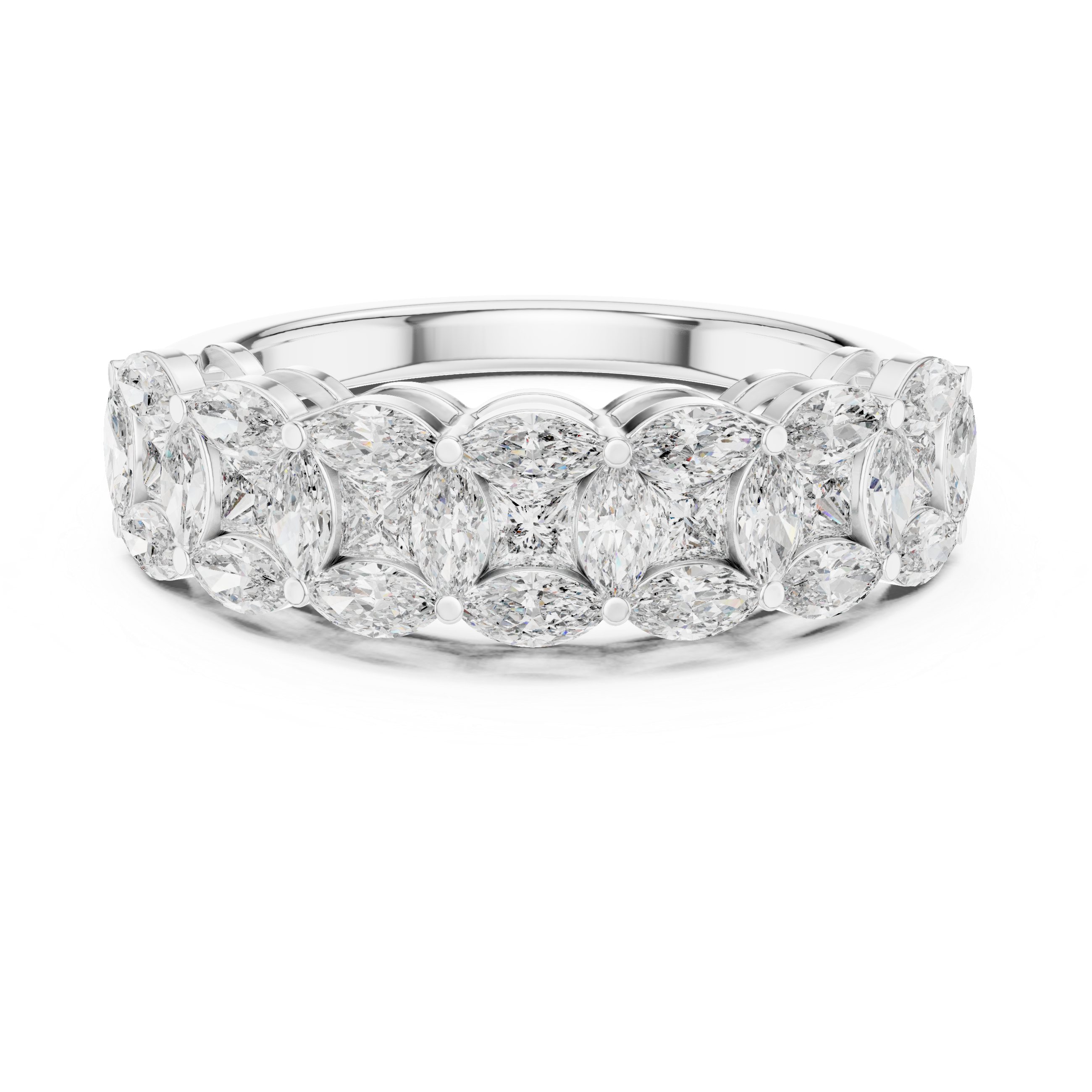 Marquise and Princess-Cut Geometric Anniversary Band Ring