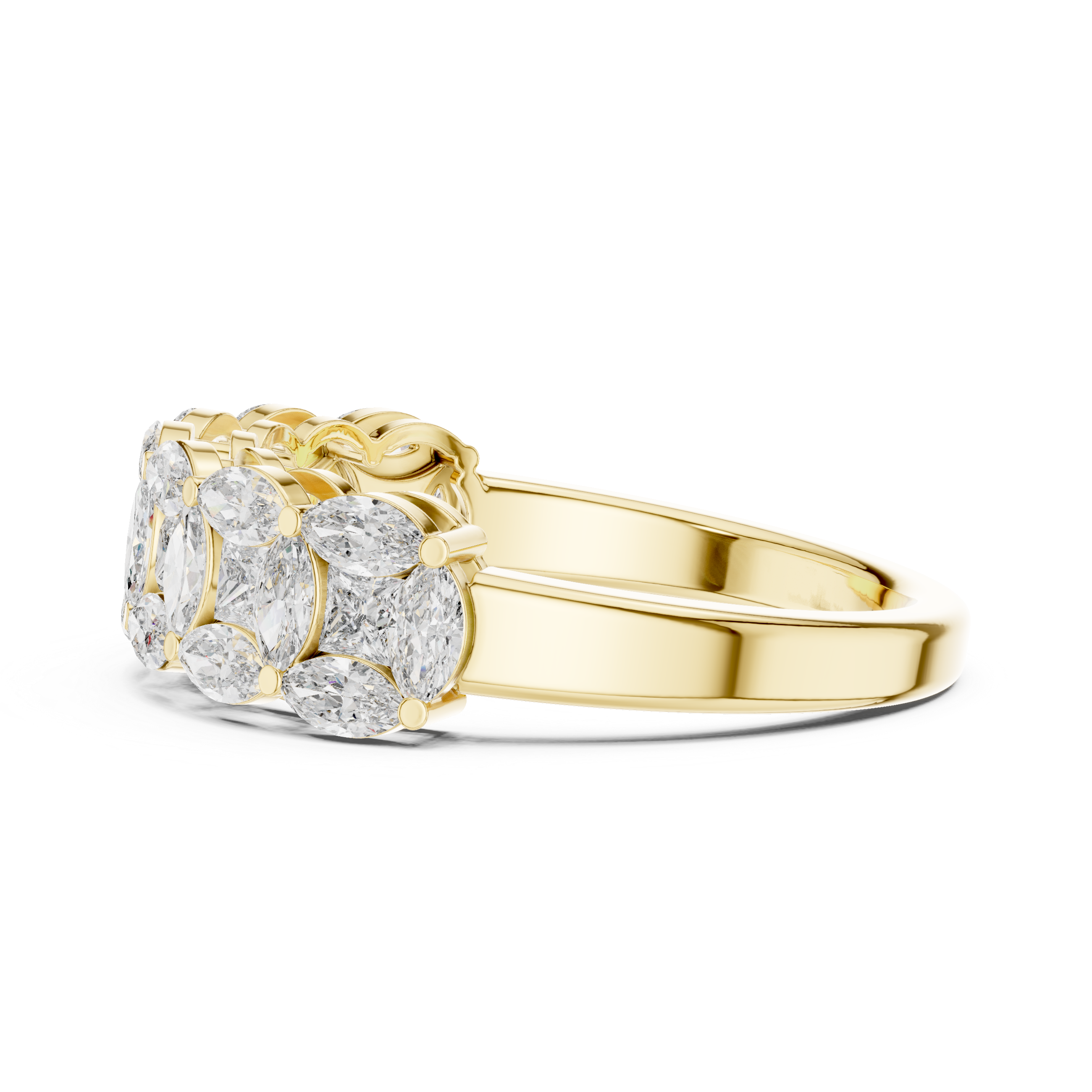 Marquise and Princess-Cut Geometric Anniversary Band Ring