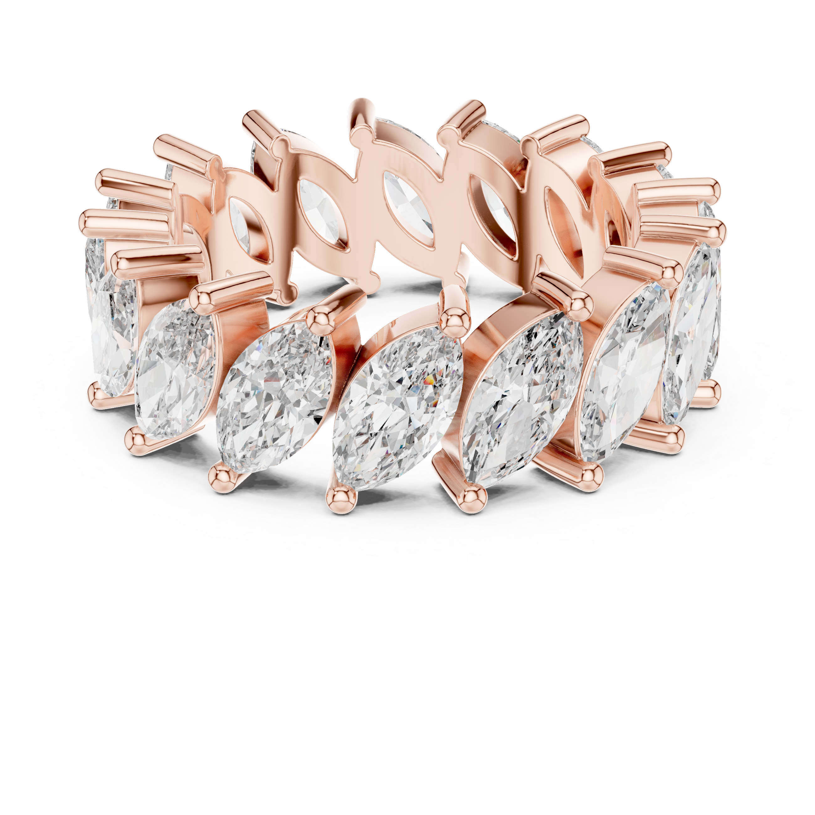 Full Eternity Marquise-Cut Diamond Leaf Band Ring