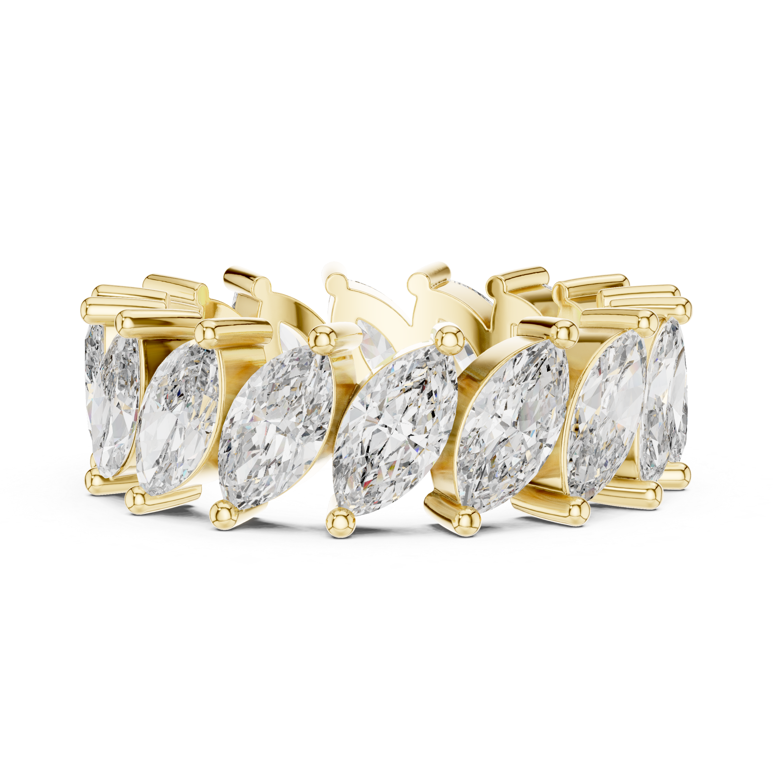 Full Eternity Marquise-Cut Diamond Leaf Band Ring