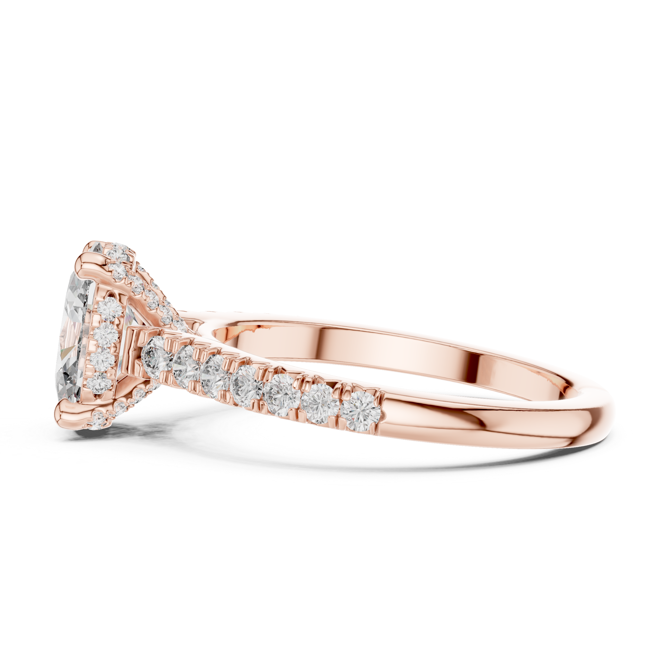 Oval-Cut Pavé Engagement Ring with Hidden Gallery Detail