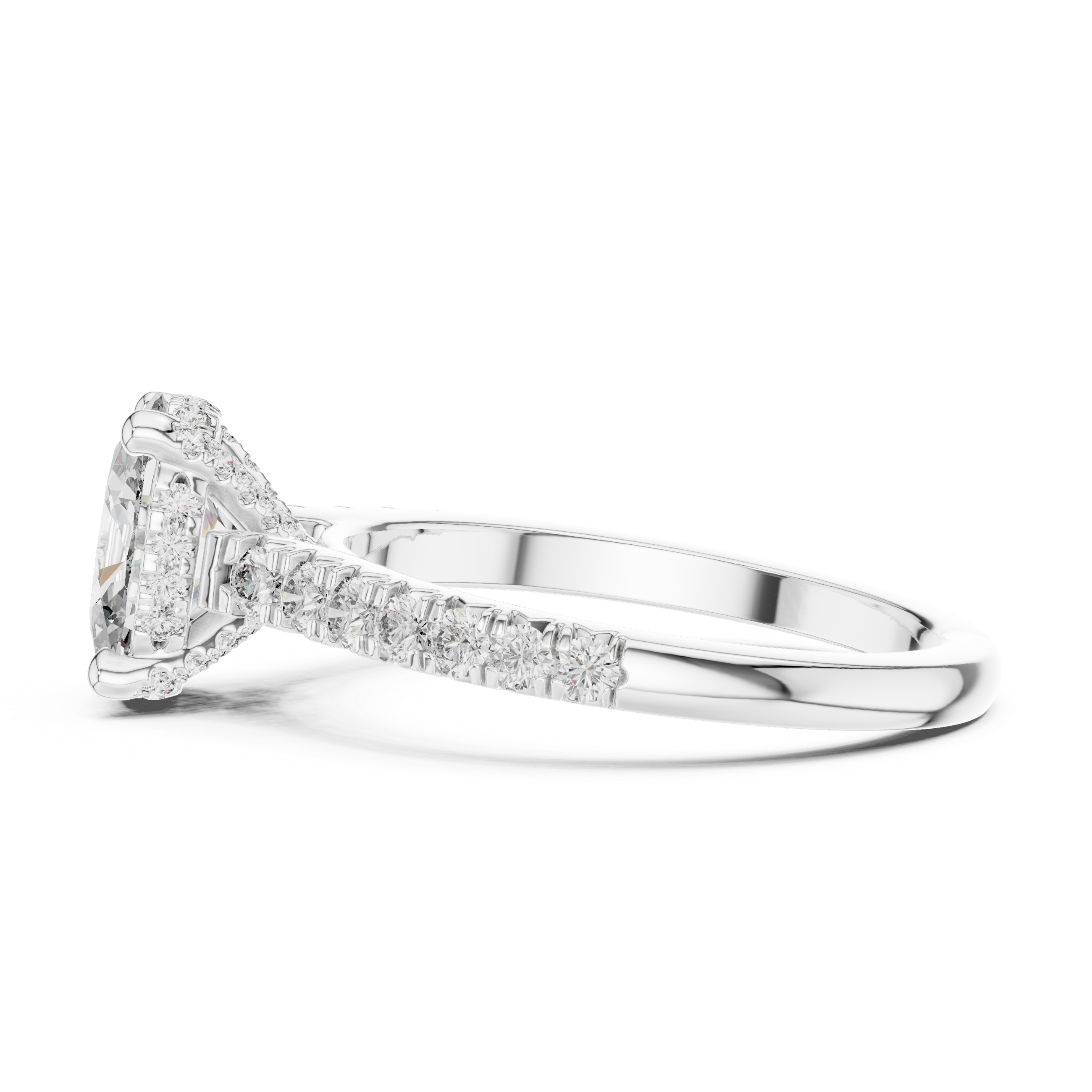 Oval-Cut Pavé Engagement Ring with Hidden Gallery Detail