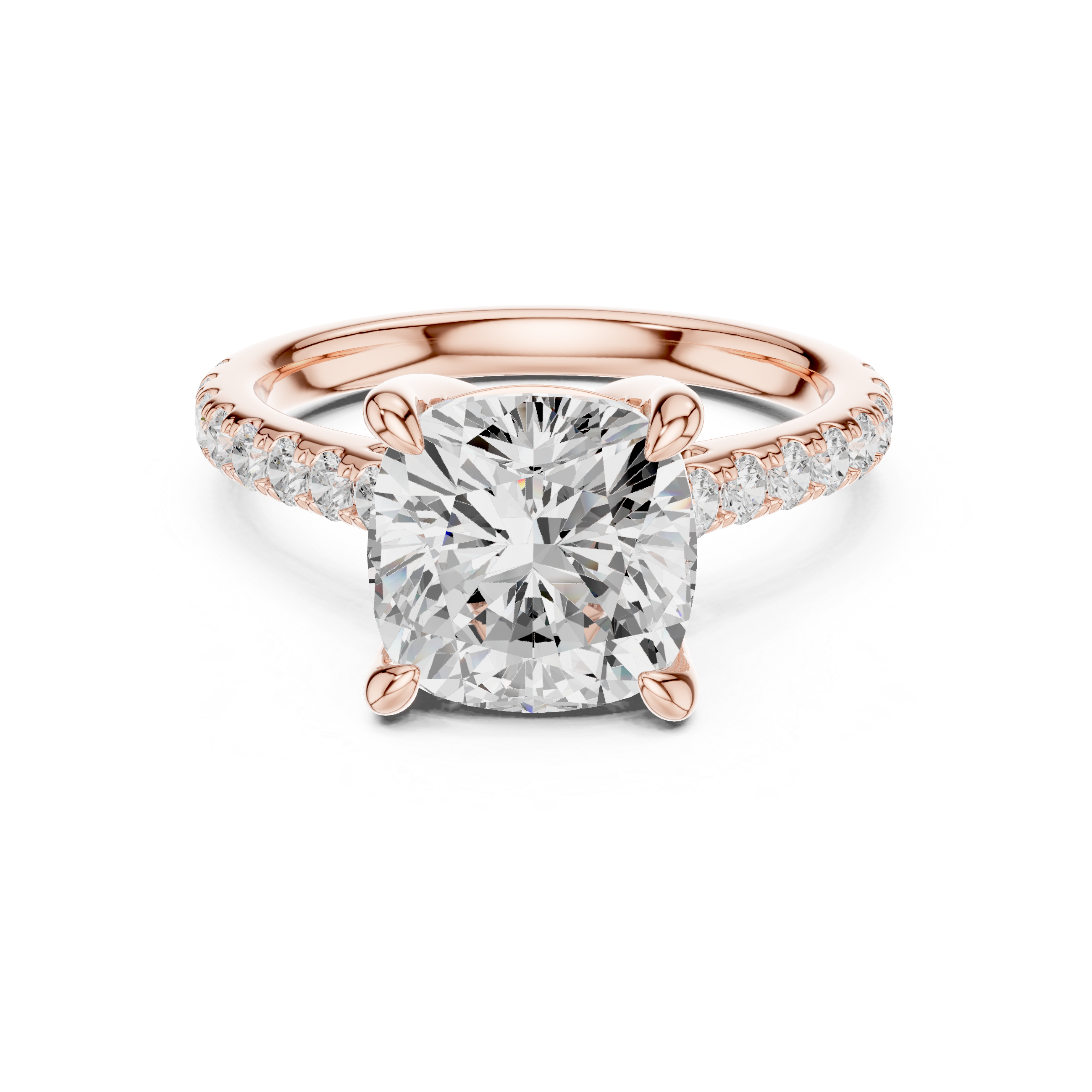 Cushion Cut Hidden Halo Cathedral Engagement Ring