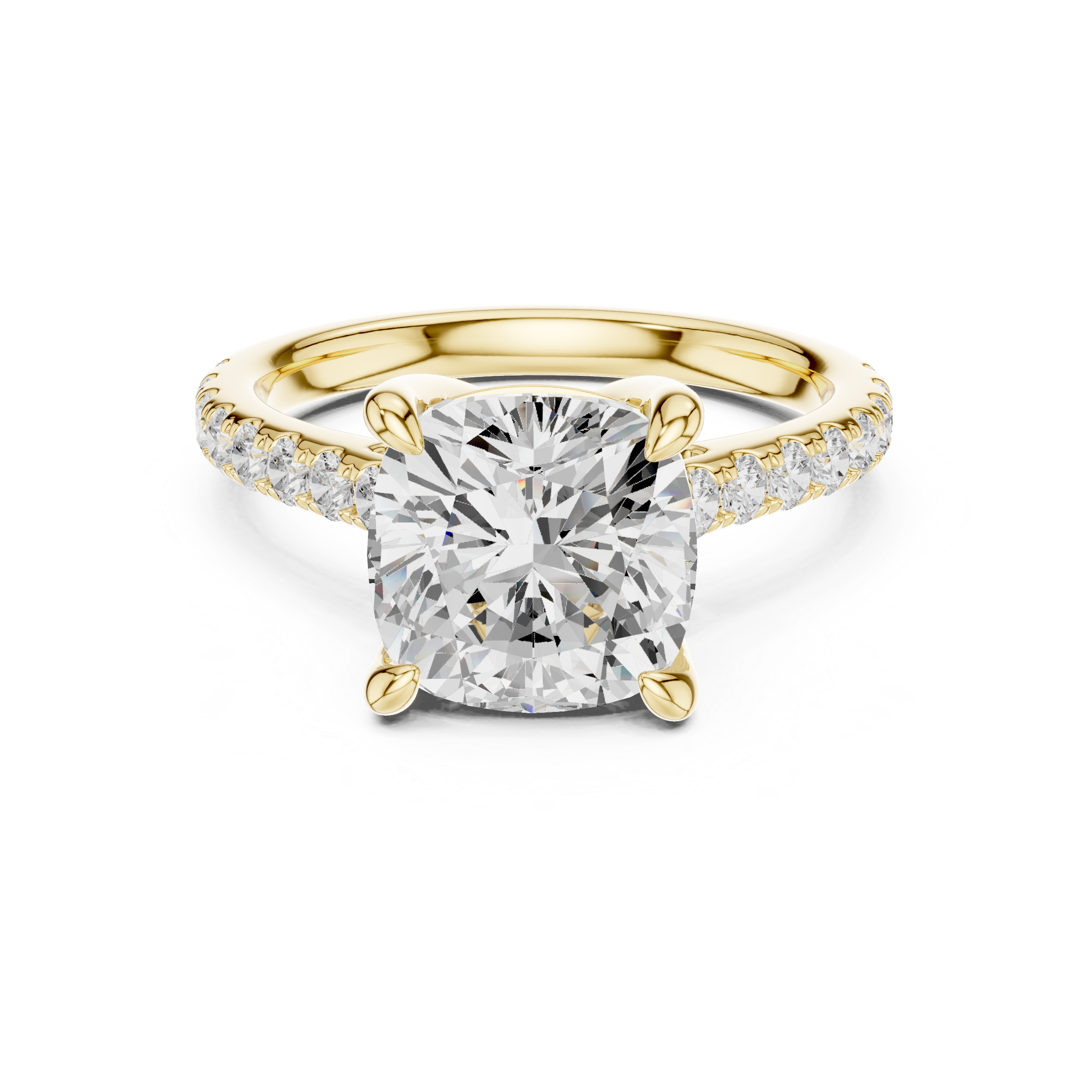 Cushion Cut Hidden Halo Cathedral Engagement Ring