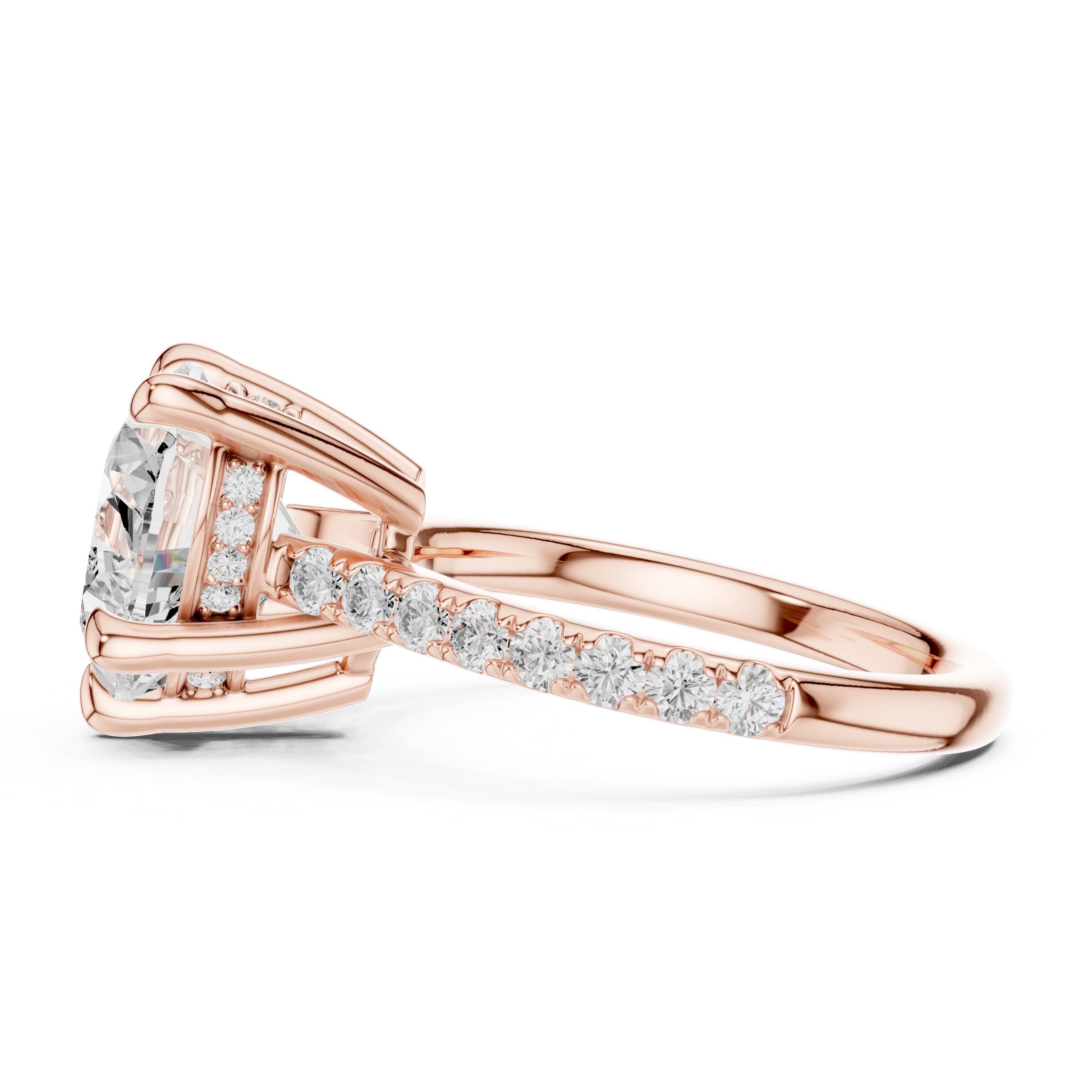 Heart Cut Hidden Halo Cathedral Engagement Ring