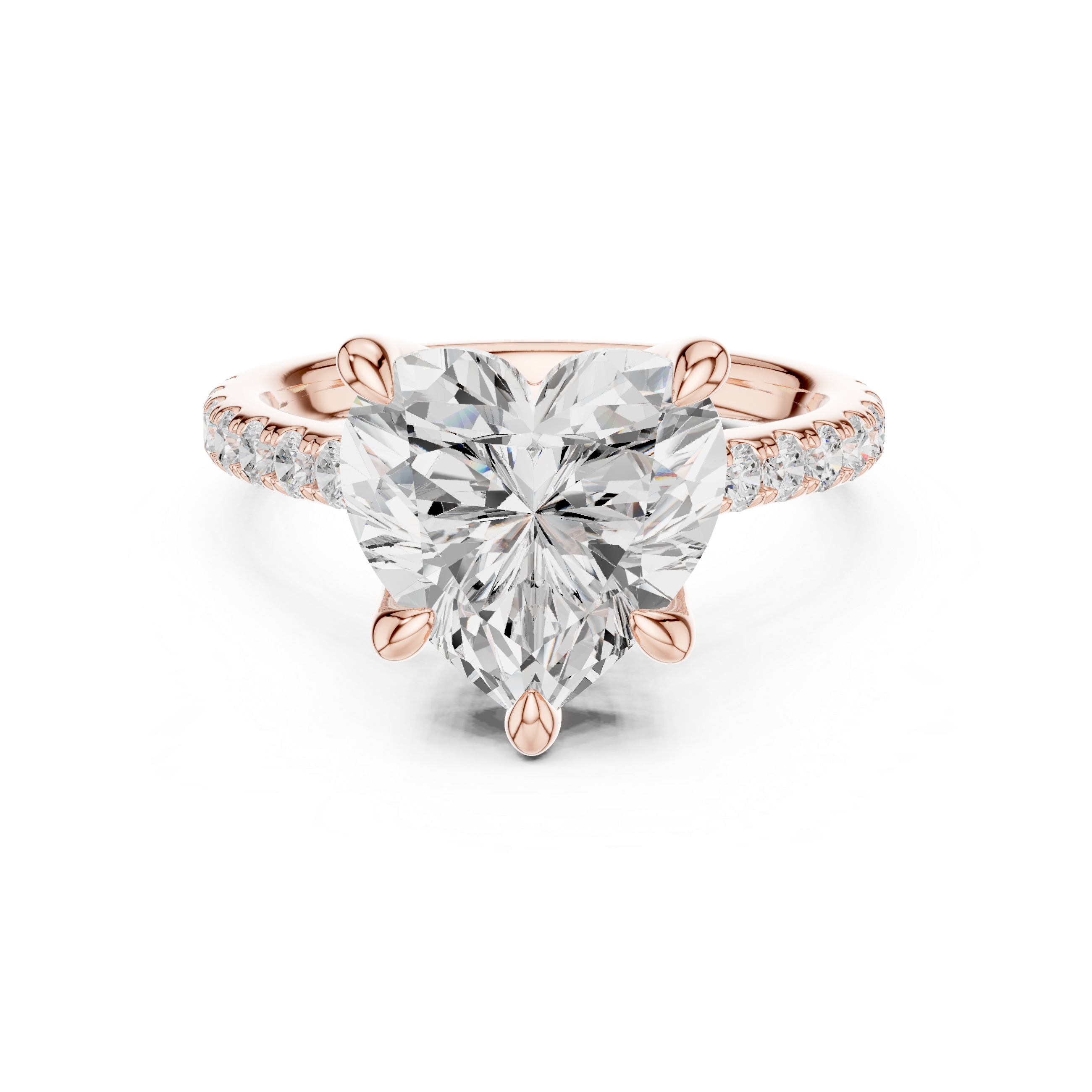 Heart Cut Hidden Halo Cathedral Engagement Ring