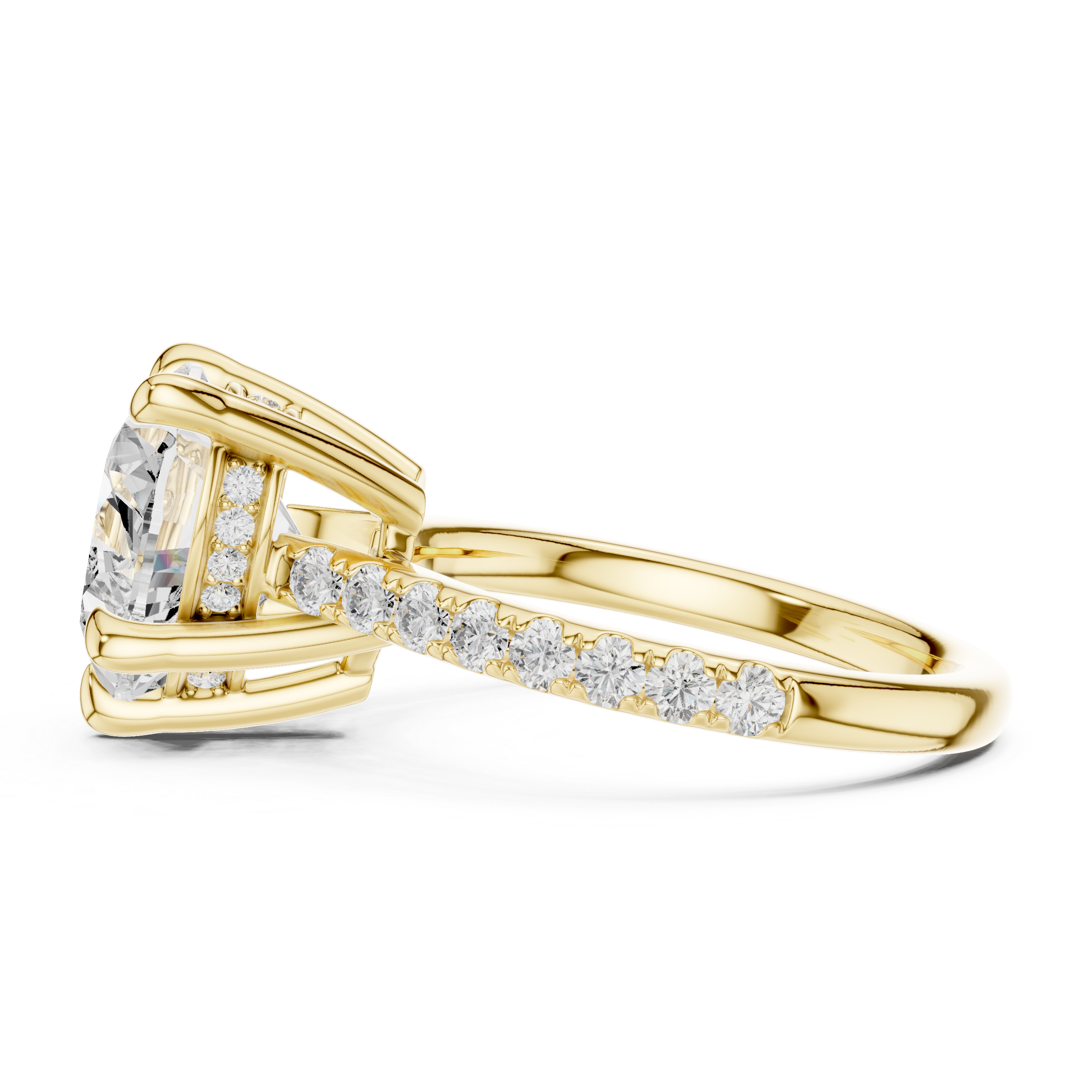 Heart Cut Hidden Halo Cathedral Engagement Ring