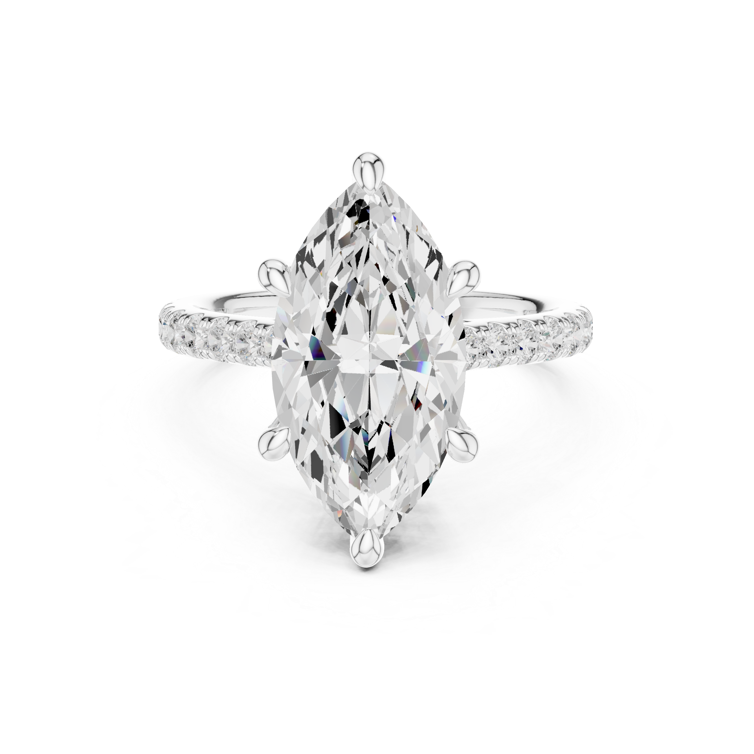 Marquise Cut Hidden Halo Cathedral Engagement Ring