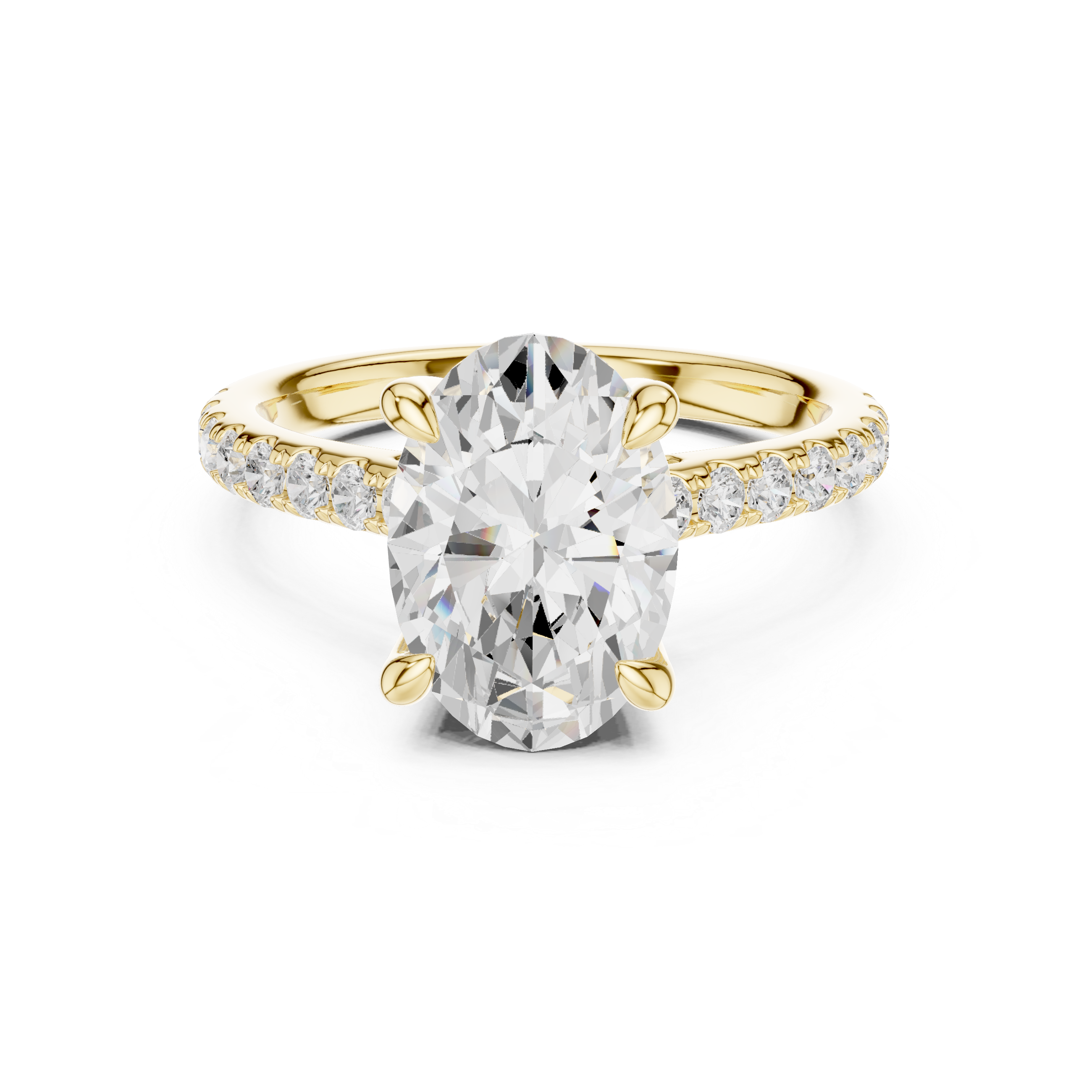 Oval Cut Hidden Halo Cathedral Engagement Ring