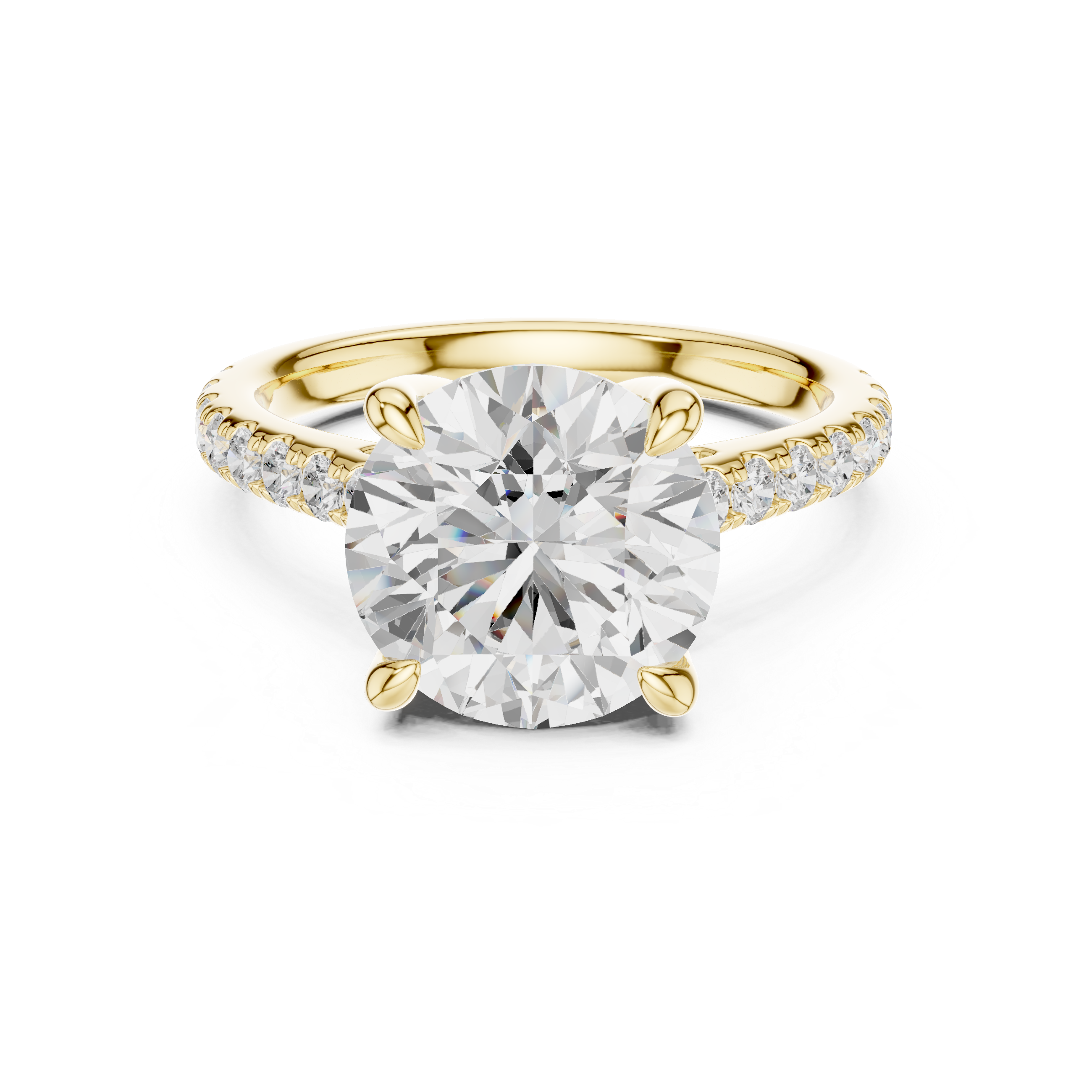 Round Cut Hidden Halo Cathedral Engagement Ring