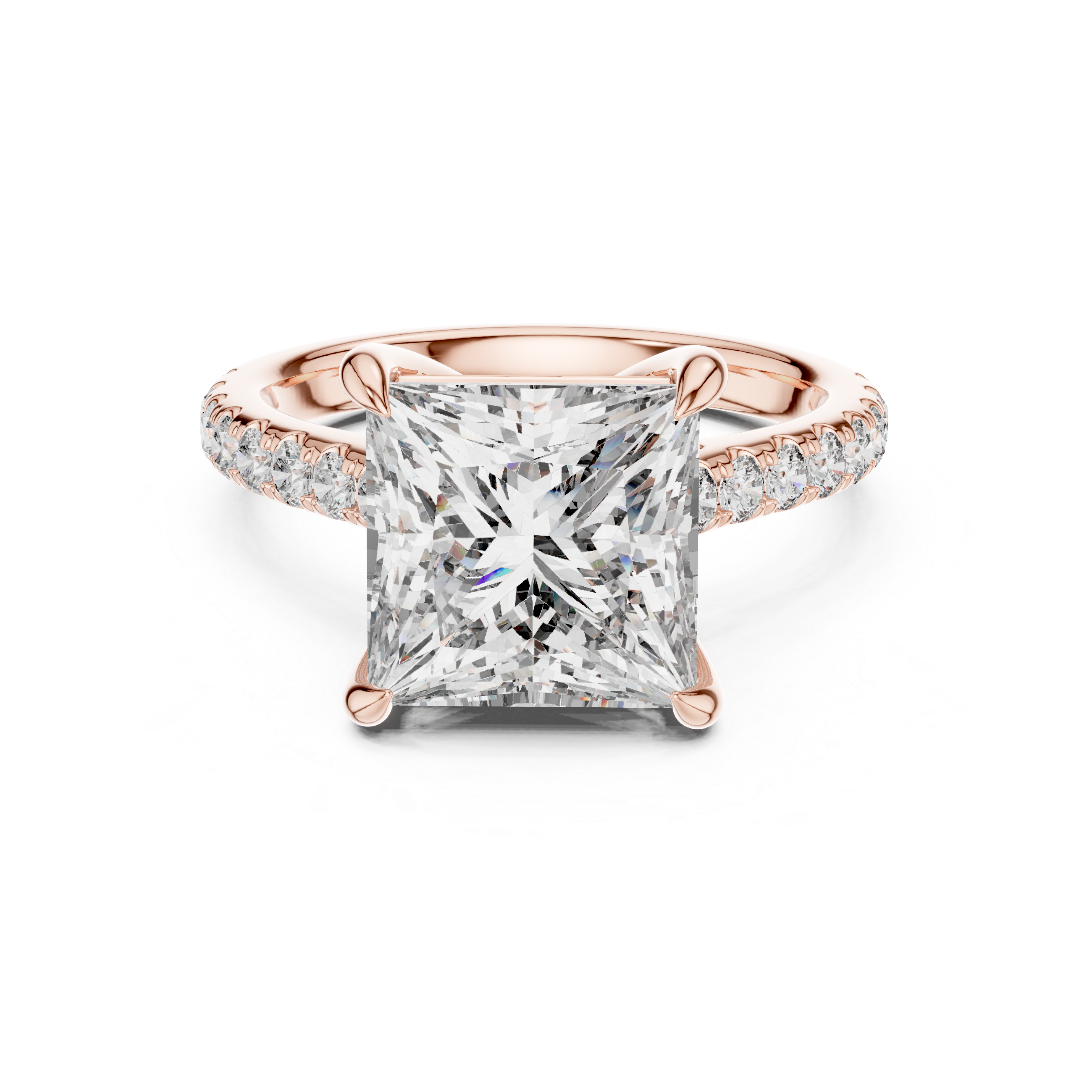 Princess-Cut Pavé Cathedral Engagement Ring
