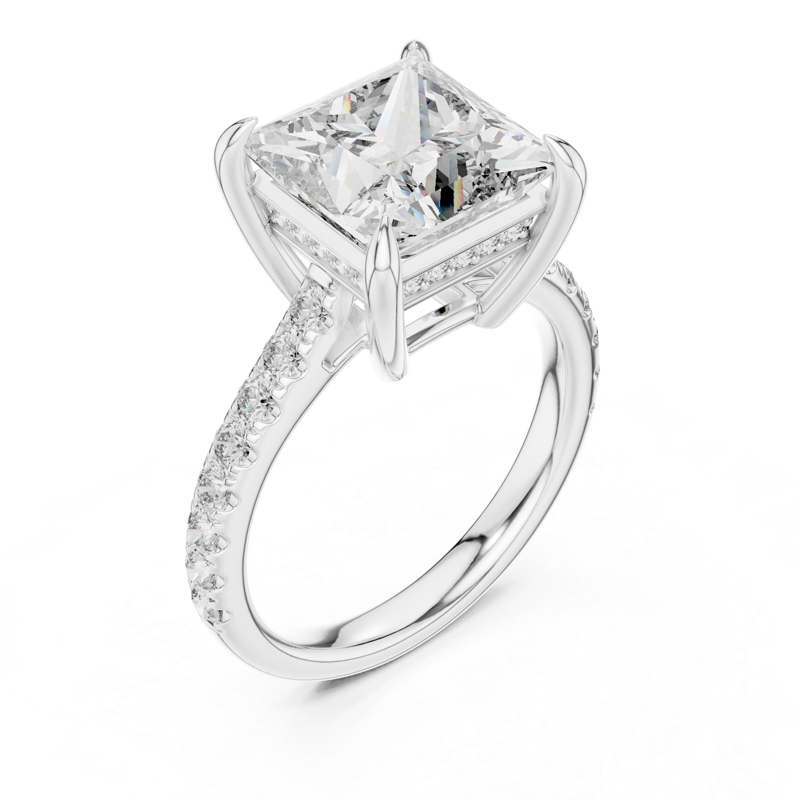 Princess-Cut Pavé Cathedral Engagement Ring