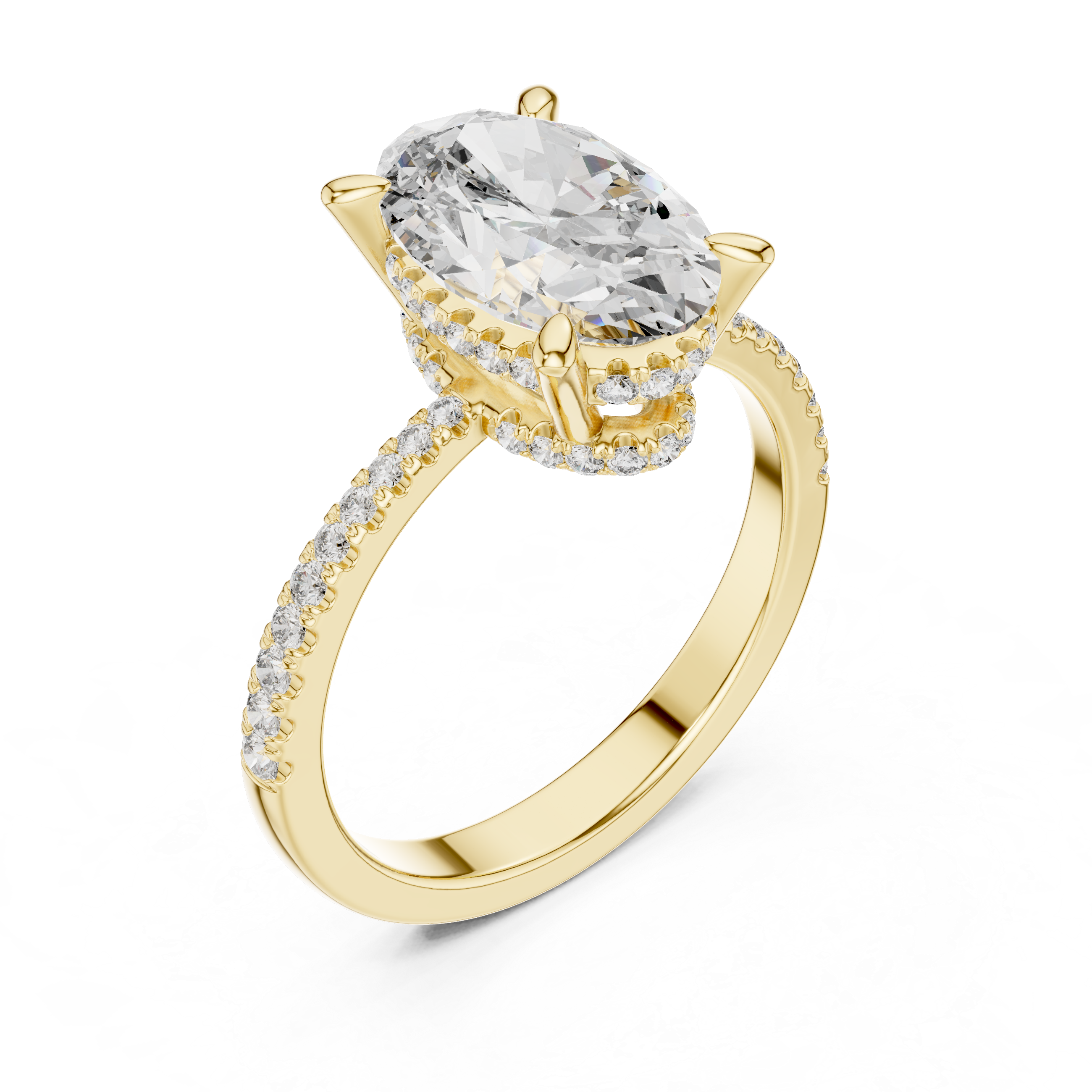 Oval-Cut Pavé Cathedral Engagement Ring