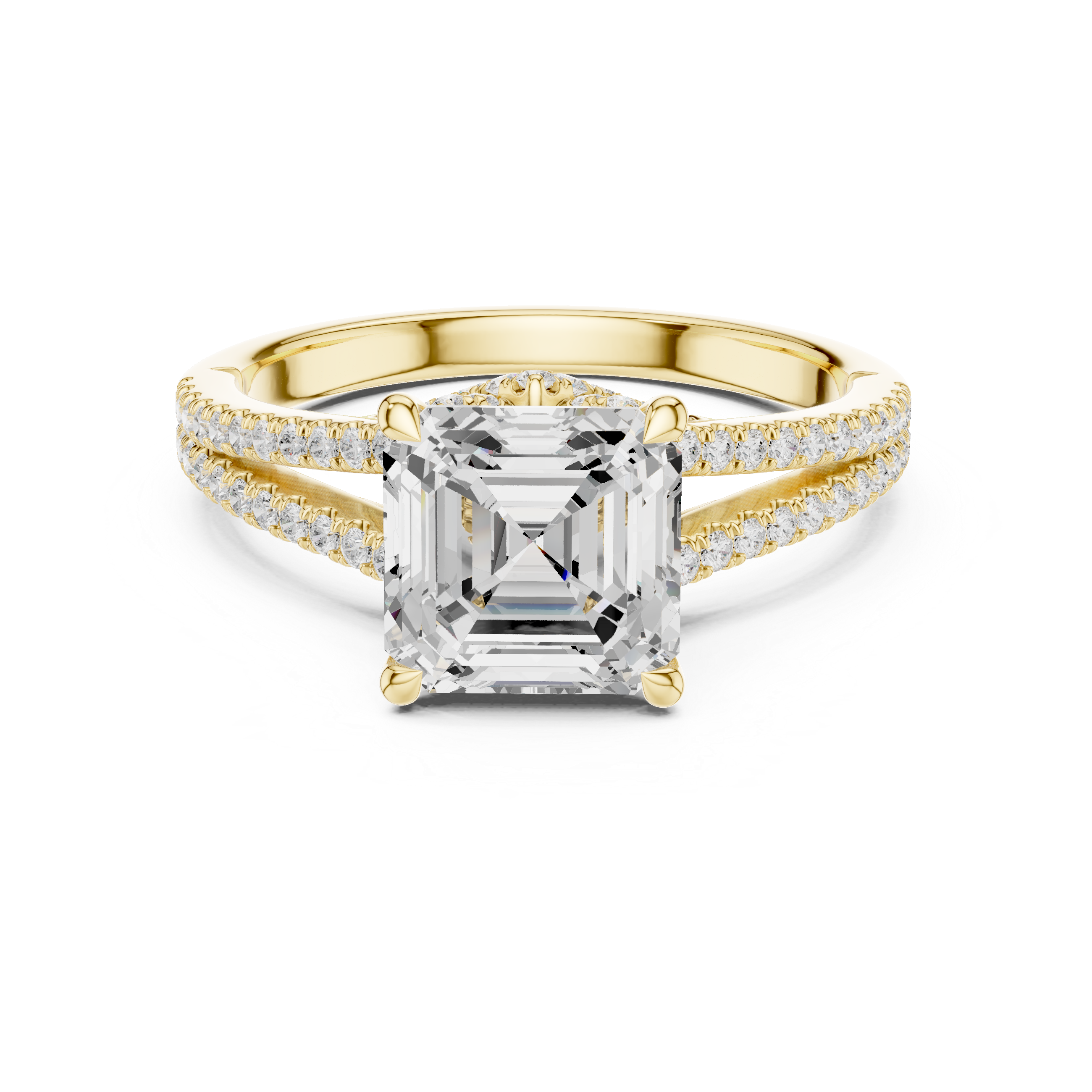 Asscher Cut Split Shank Pavé Engagement Ring with Twisted Diamond Gallery