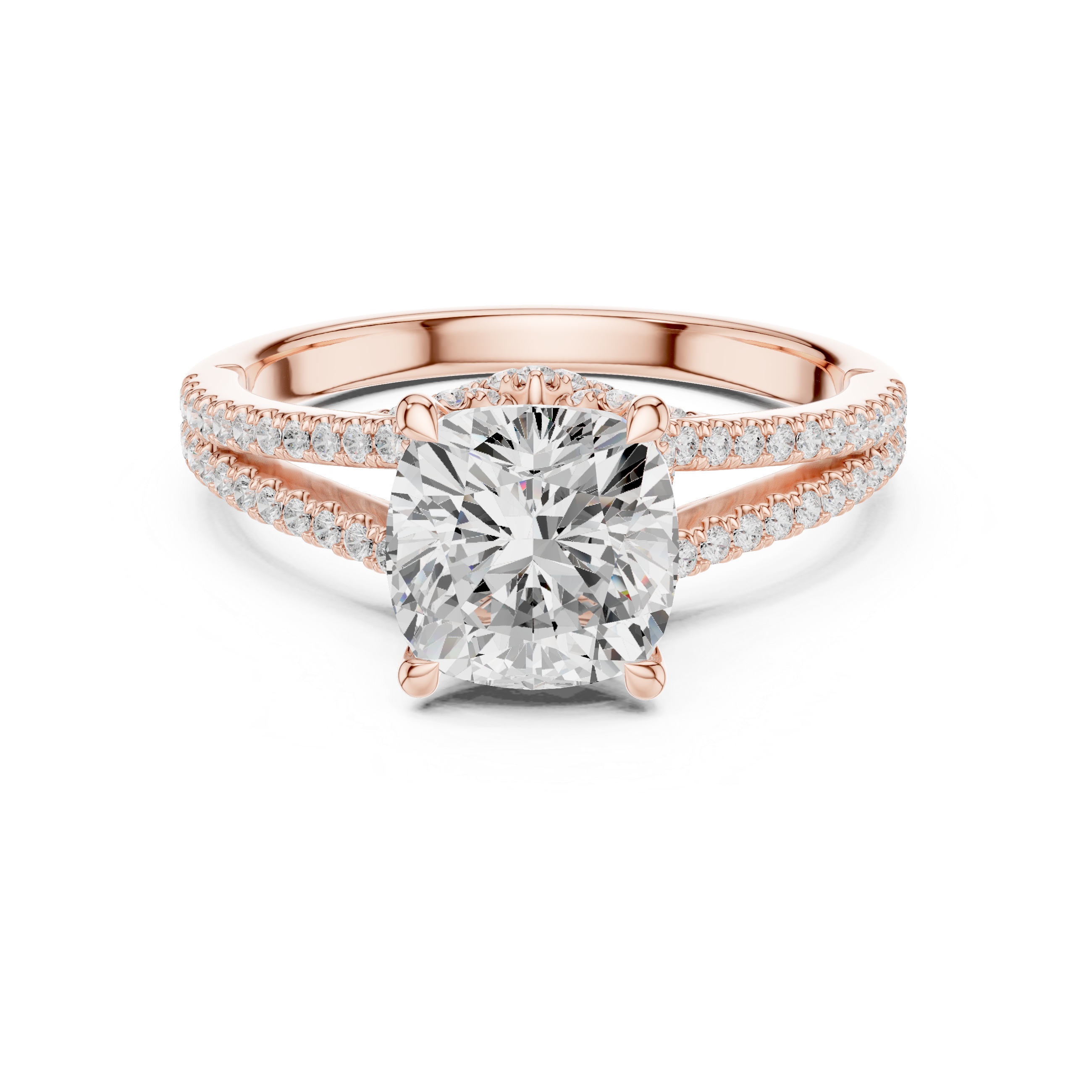 Cushion Cut Split Shank Pavé Engagement Ring with Twisted Diamond Gallery