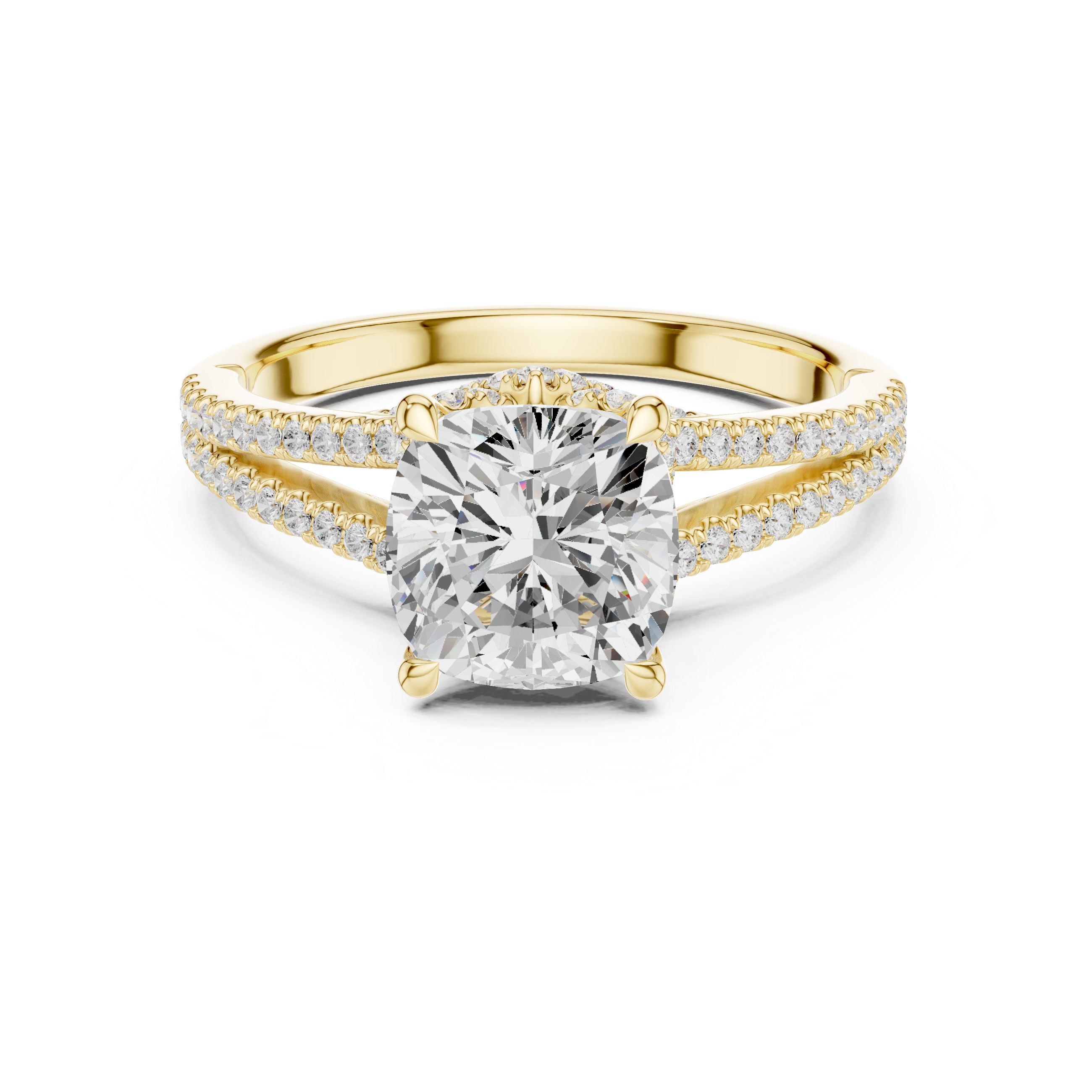 Cushion Cut Split Shank Pavé Engagement Ring with Twisted Diamond Gallery