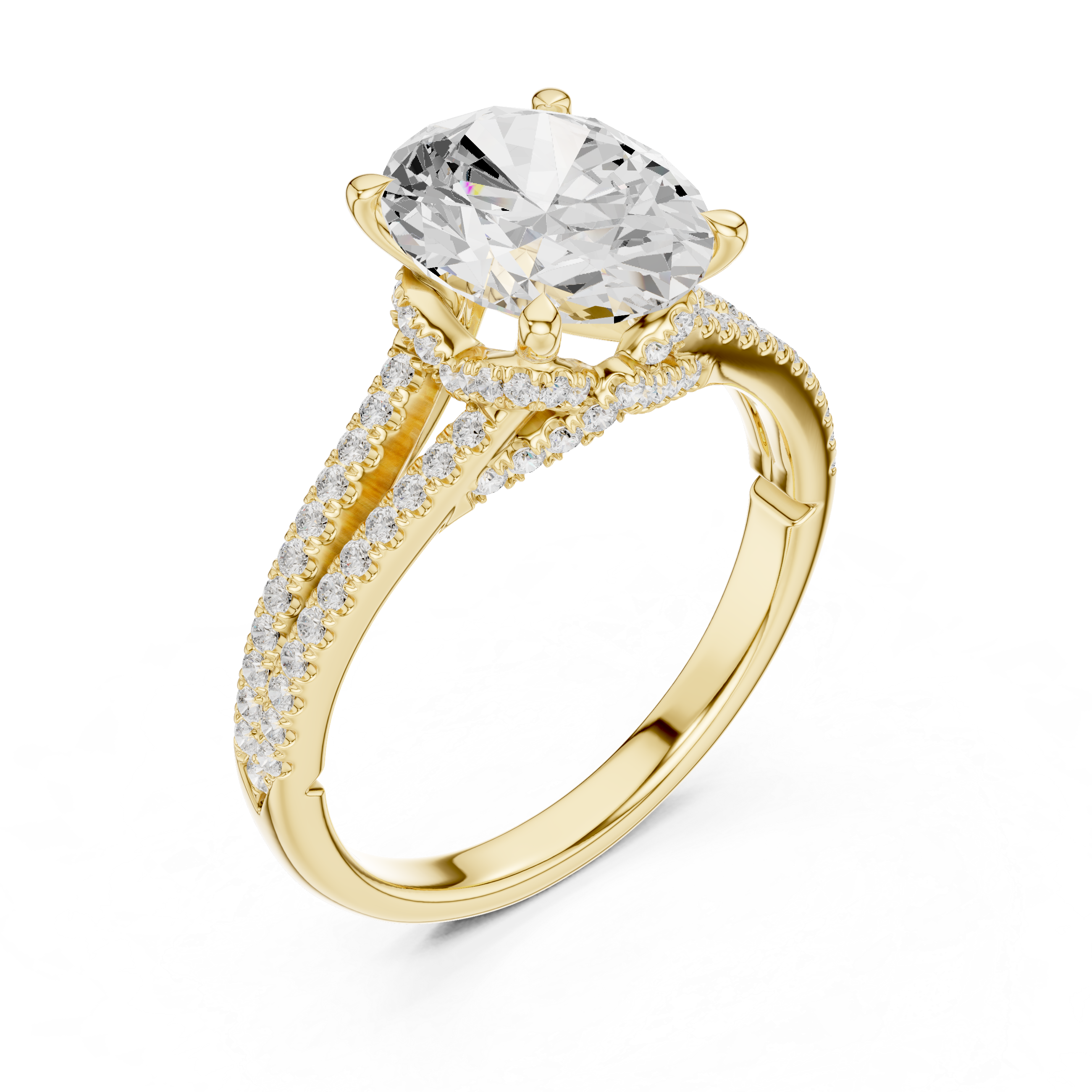 Oval Cut Split Shank Pavé Engagement Ring with Twisted Diamond Gallery