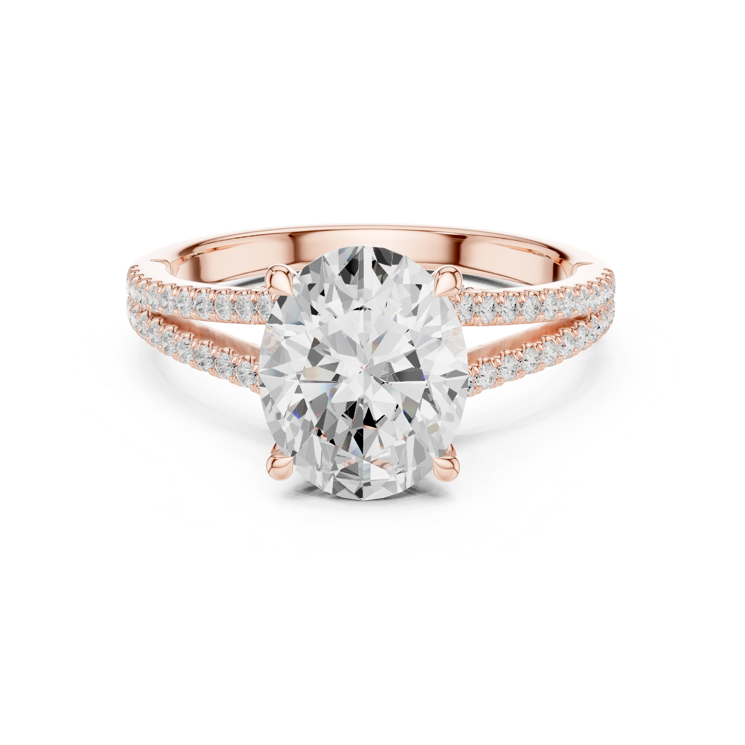 Oval Cut Split Shank Pavé Engagement Ring with Twisted Diamond Gallery
