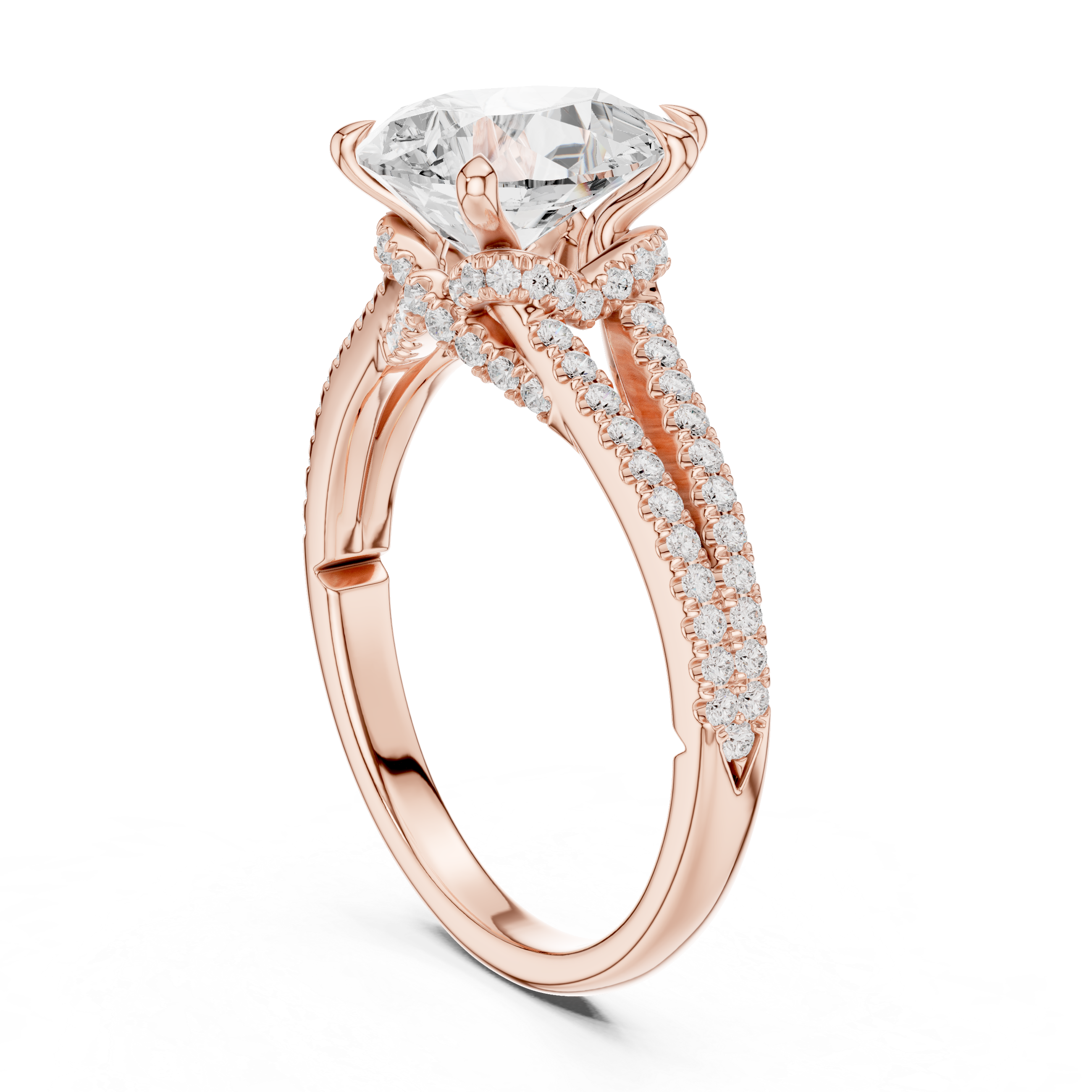 Pear Cut Split Shank Pavé Engagement Ring with Twisted Diamond Gallery