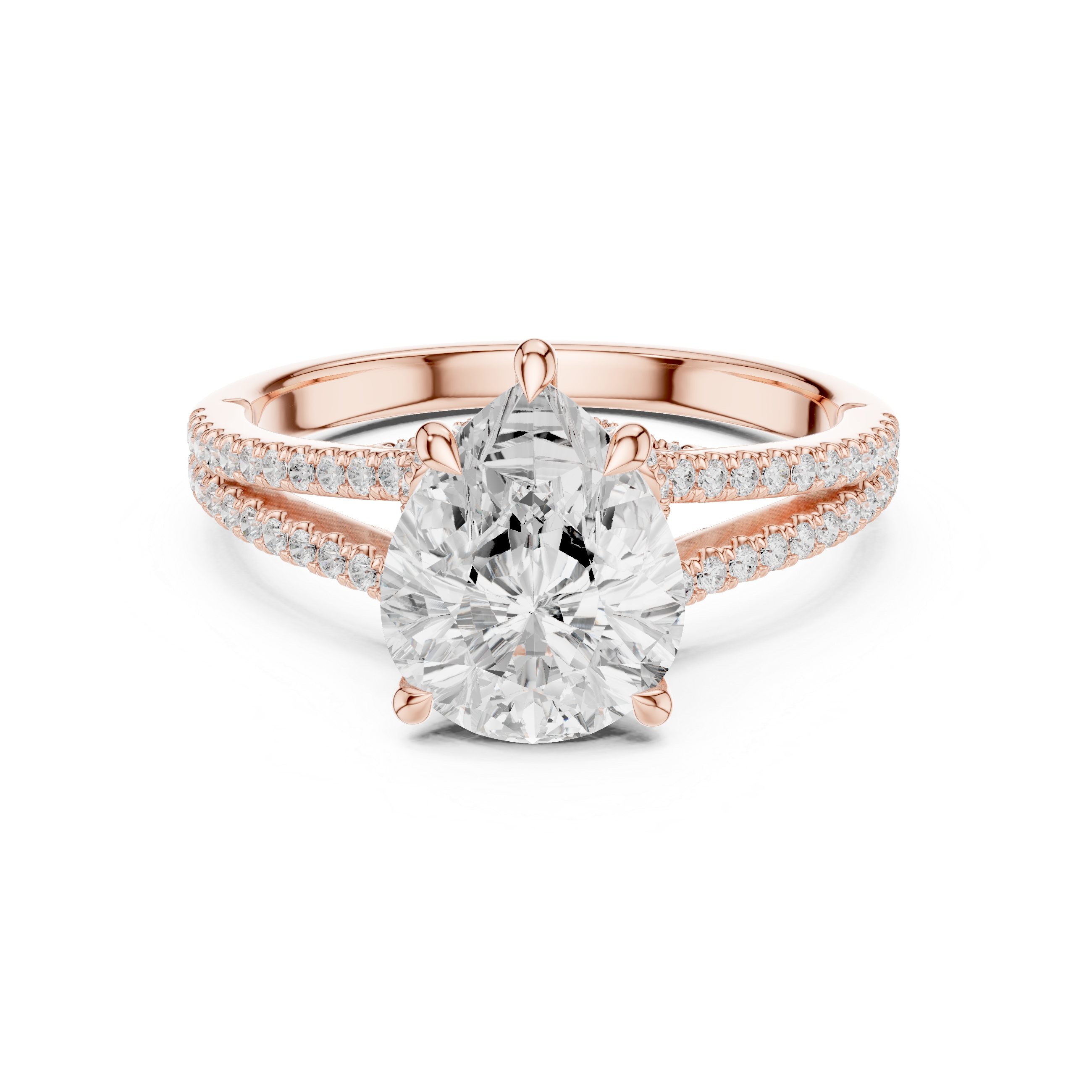 Pear Cut Split Shank Pavé Engagement Ring with Twisted Diamond Gallery