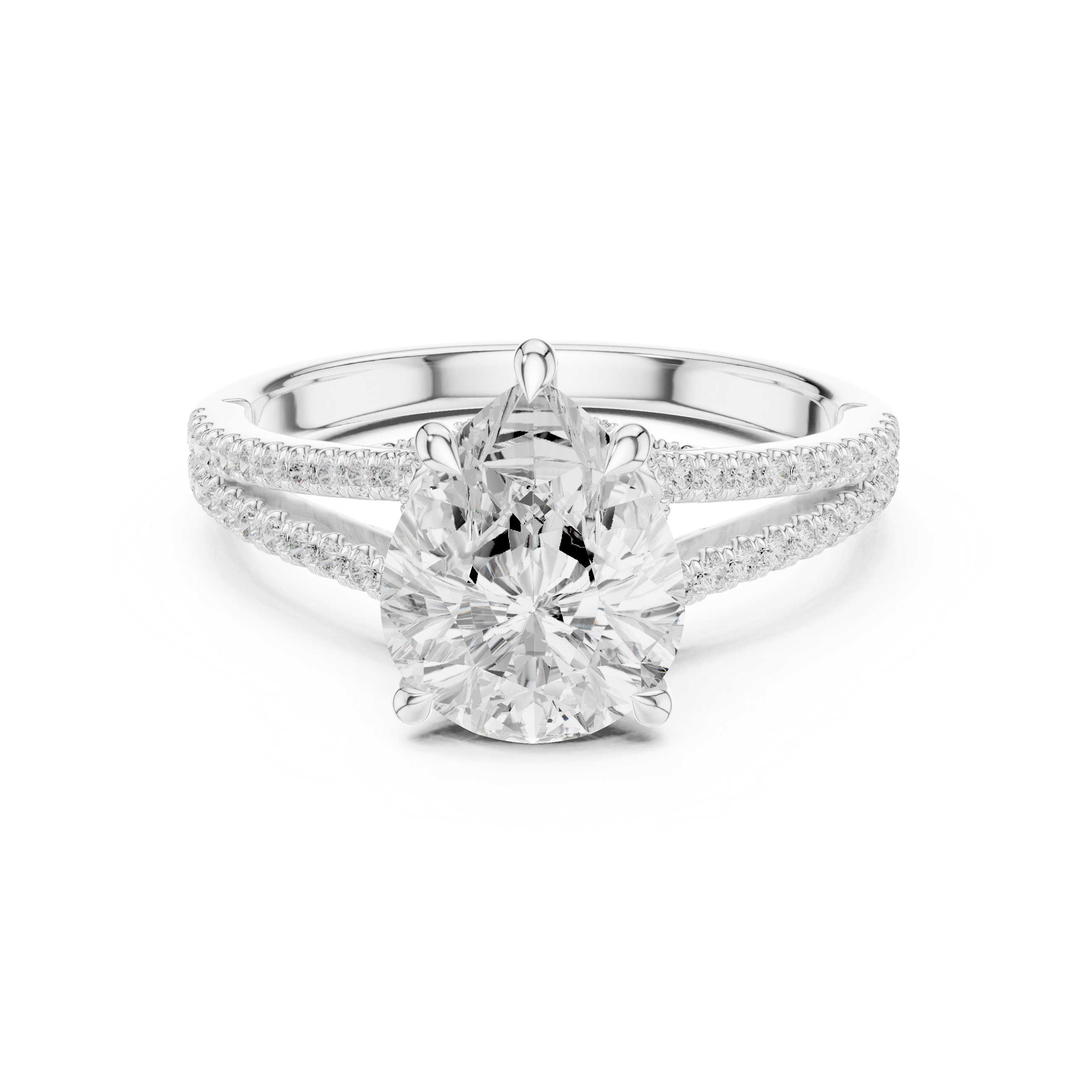 Pear Cut Split Shank Pavé Engagement Ring with Twisted Diamond Gallery