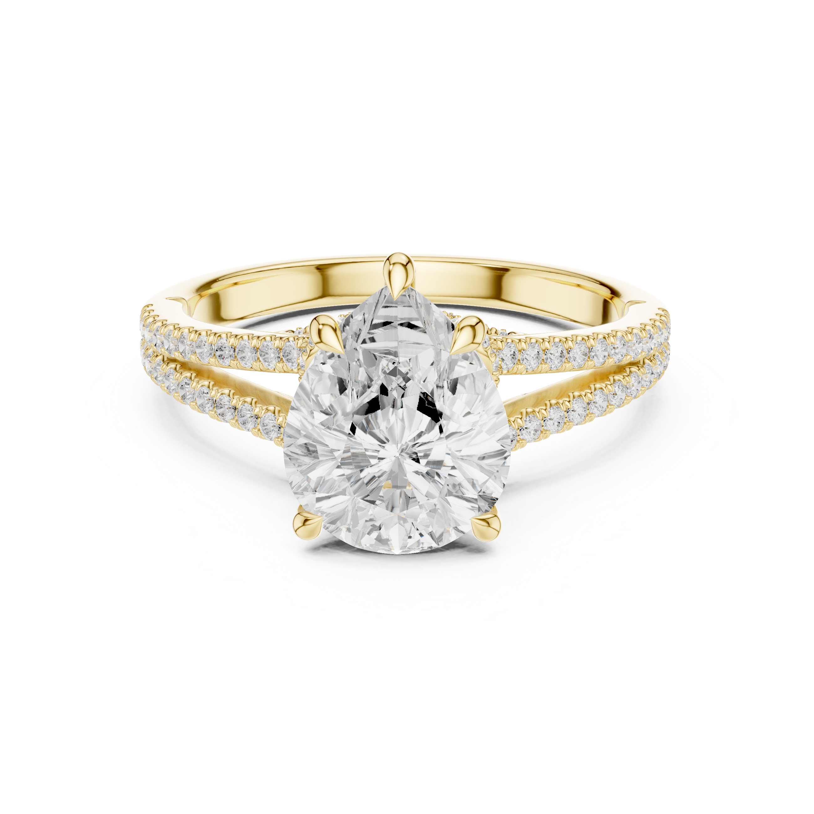 Pear Cut Split Shank Pavé Engagement Ring with Twisted Diamond Gallery