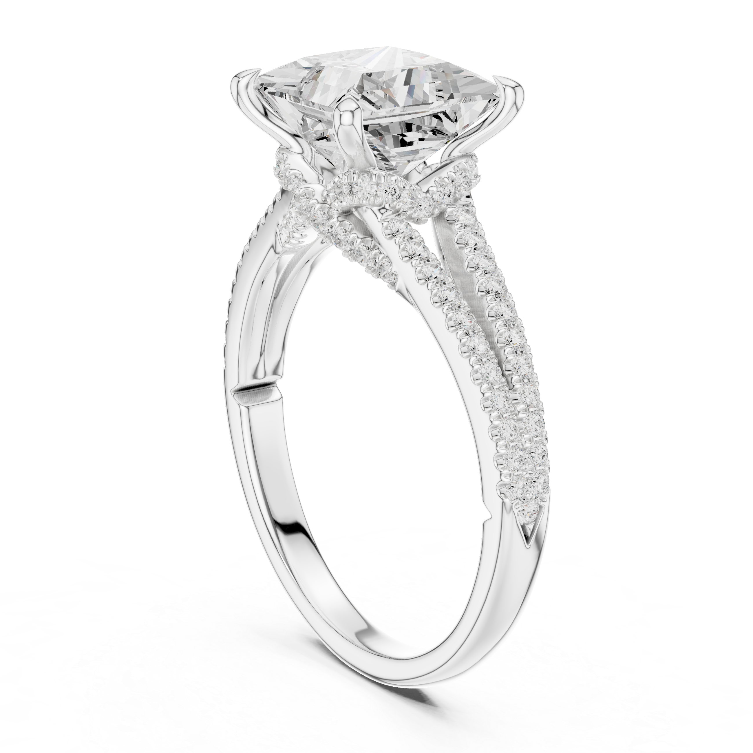 Princess Cut Split Shank Pavé Engagement Ring with Twisted Diamond Gallery