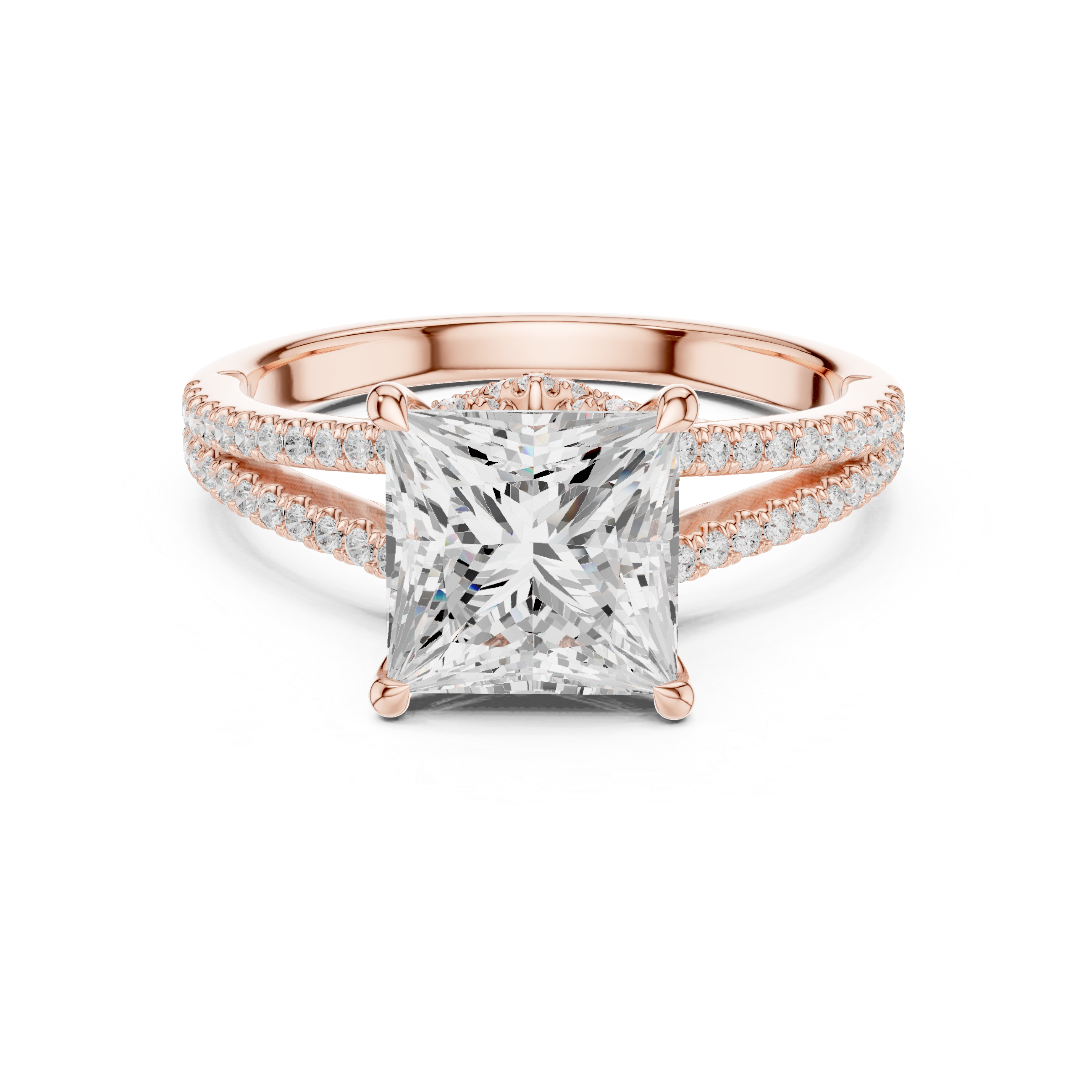 Princess Cut Split Shank Pavé Engagement Ring with Twisted Diamond Gallery