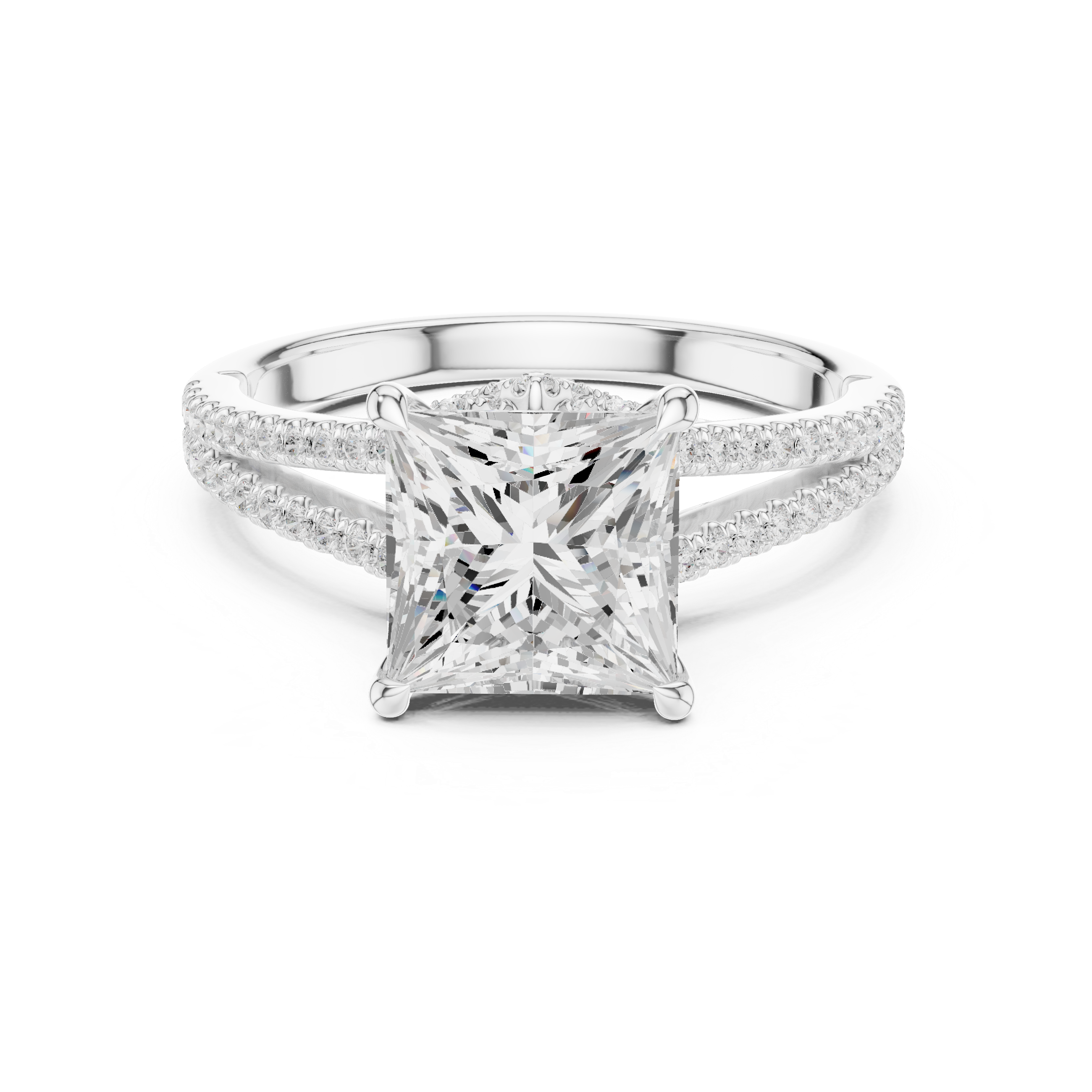 Princess Cut Split Shank Pavé Engagement Ring with Twisted Diamond Gallery