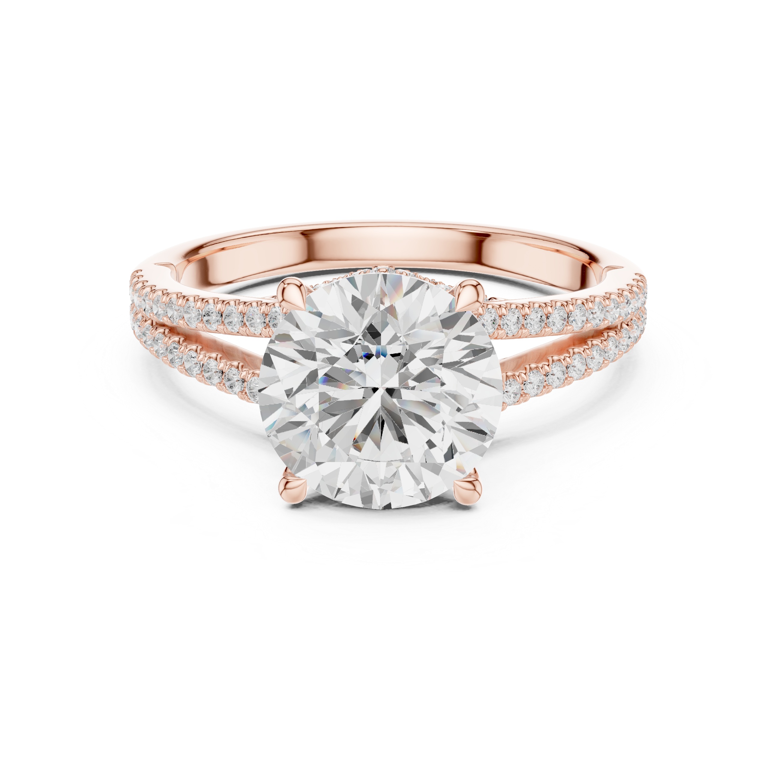 Round Cut Split Shank Pavé Engagement Ring with Twisted Diamond Gallery