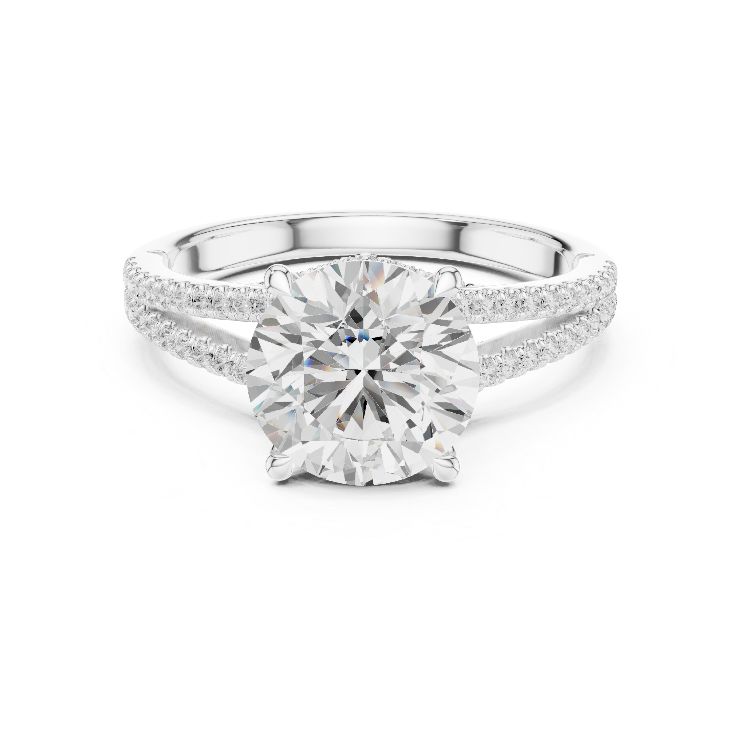 Round Cut Split Shank Pavé Engagement Ring with Twisted Diamond Gallery
