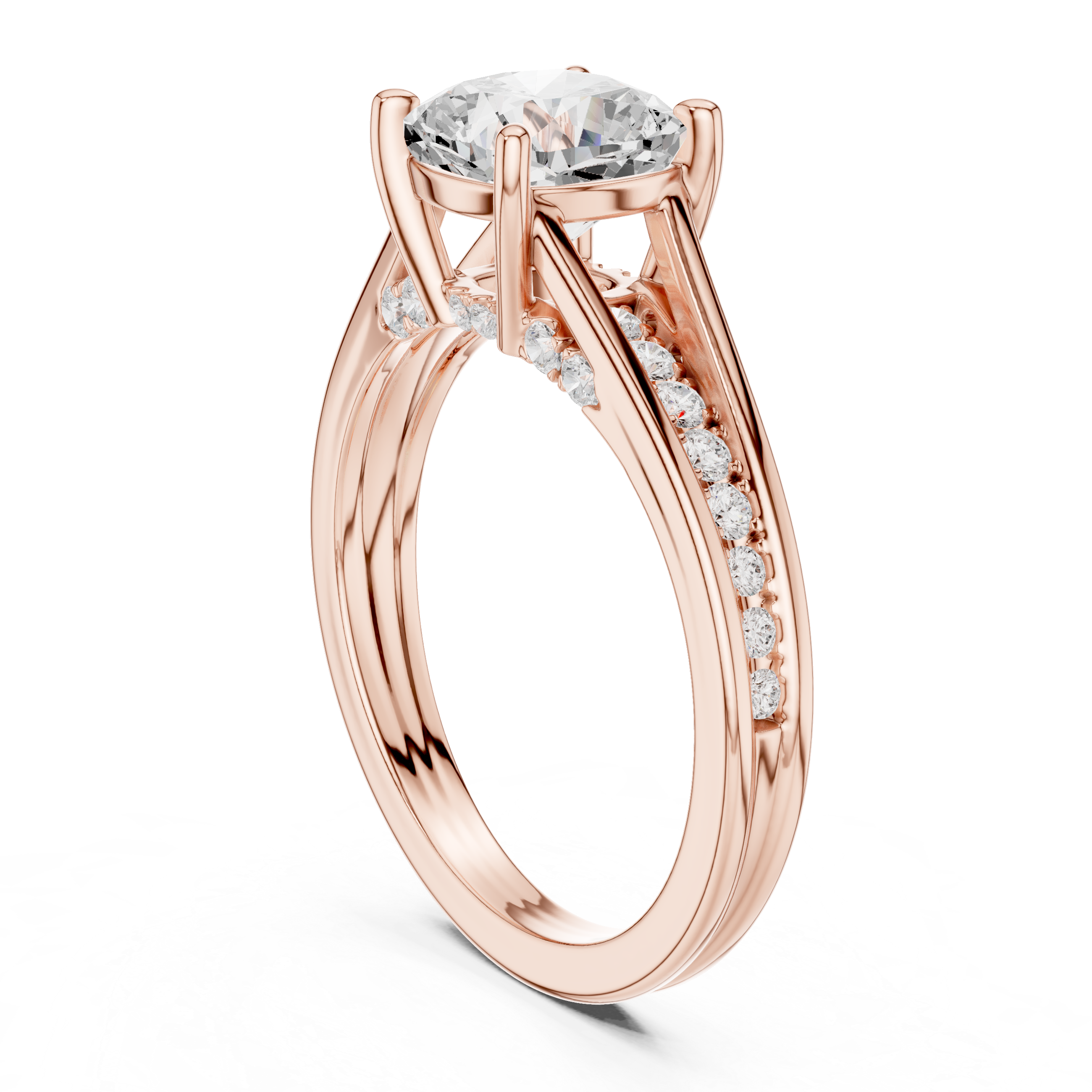 Cushion Cut Solitaire Engagement Ring with Hidden Pavé Split Shank