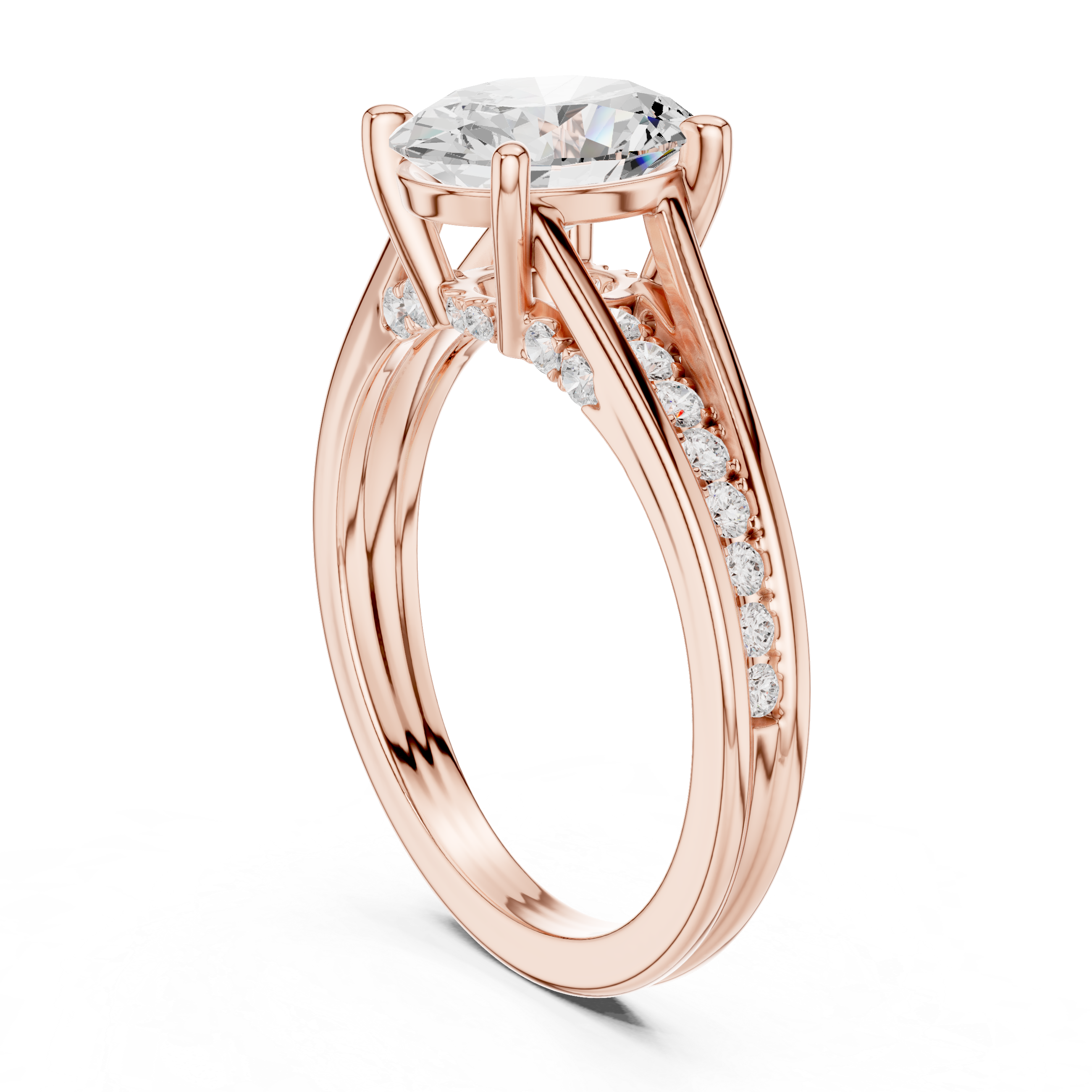 Oval Cut Solitaire Engagement Ring with Hidden Pavé Split Shank