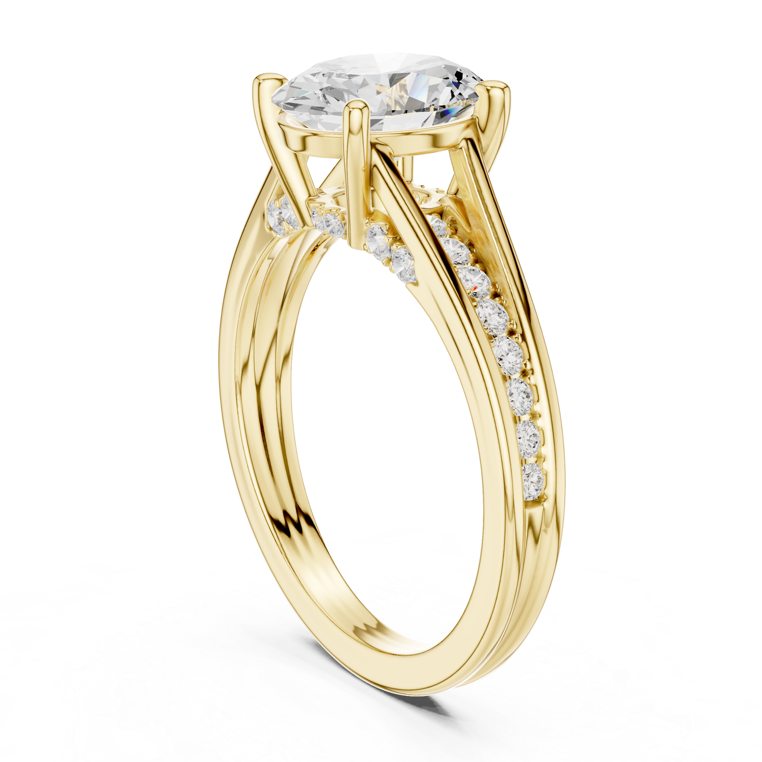 Oval Cut Solitaire Engagement Ring with Hidden Pavé Split Shank