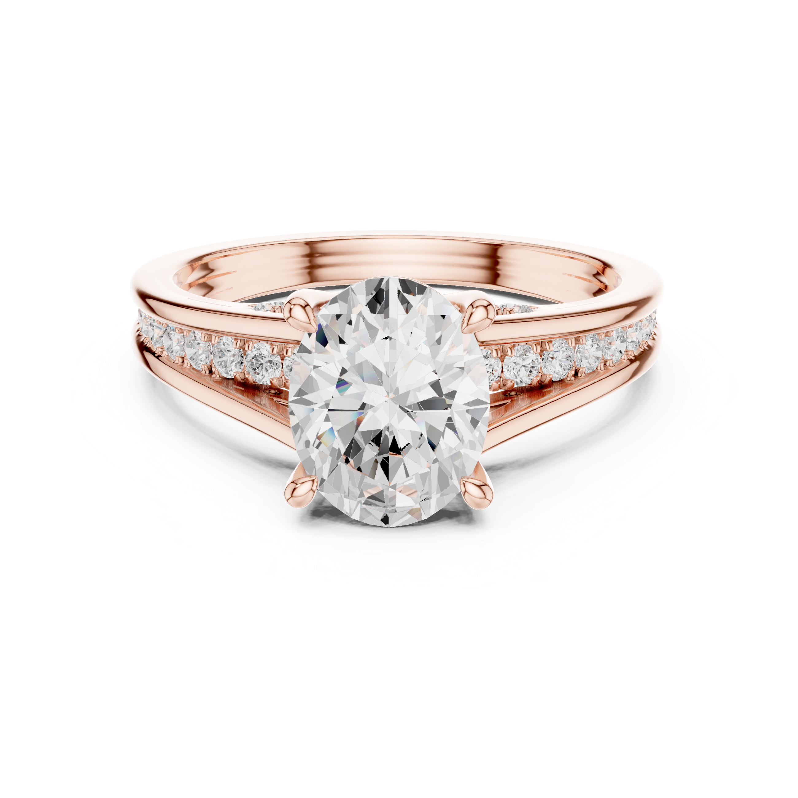 Oval Cut Solitaire Engagement Ring with Hidden Pavé Split Shank