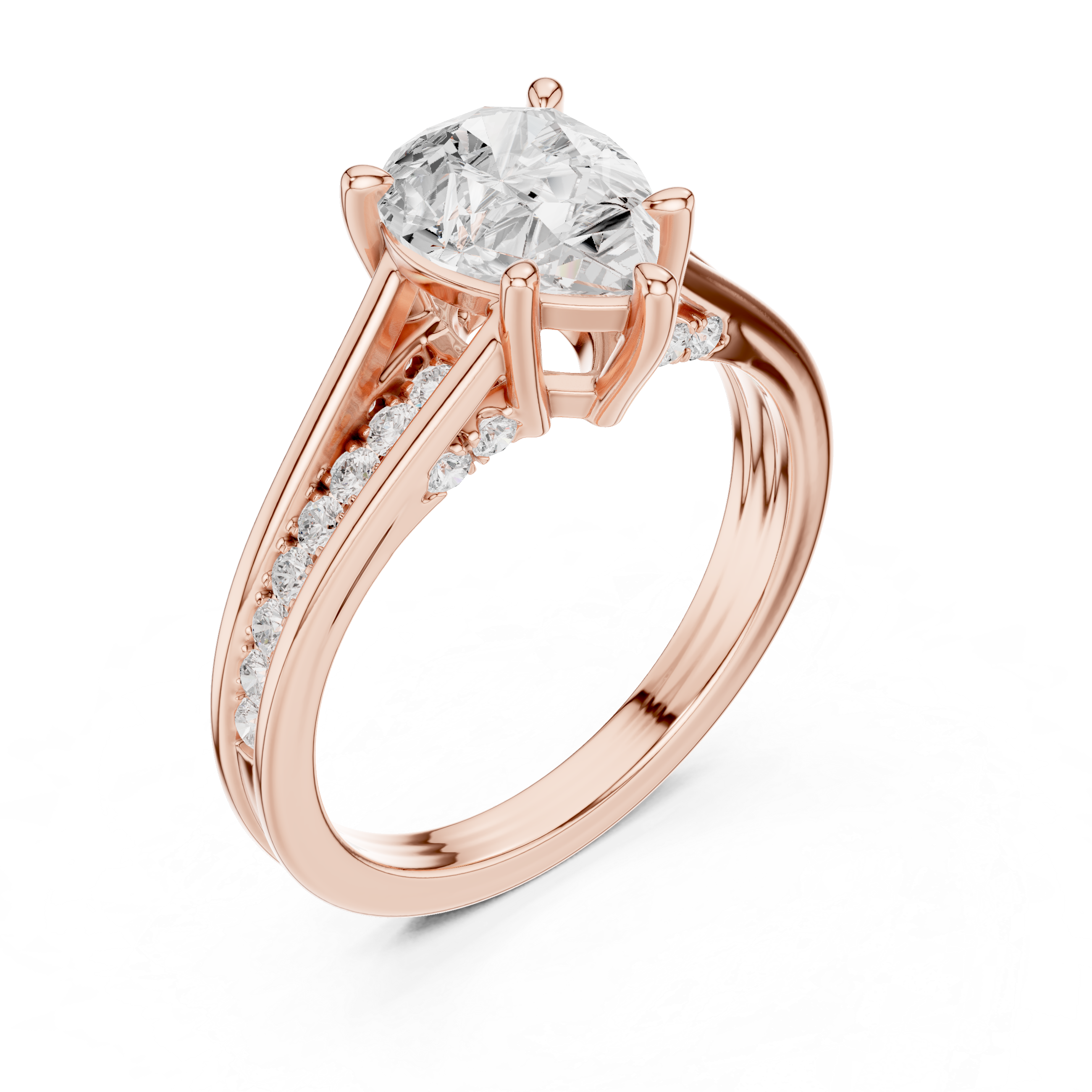 Pear Cut Solitaire Engagement Ring with Hidden Pavé Split Shank