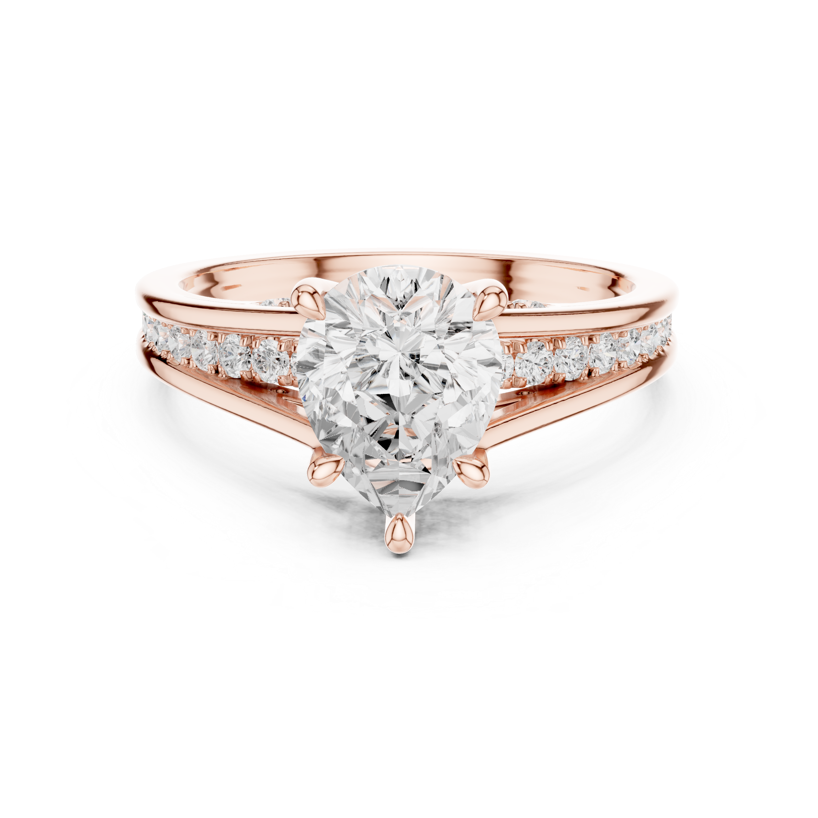Pear Cut Solitaire Engagement Ring with Hidden Pavé Split Shank