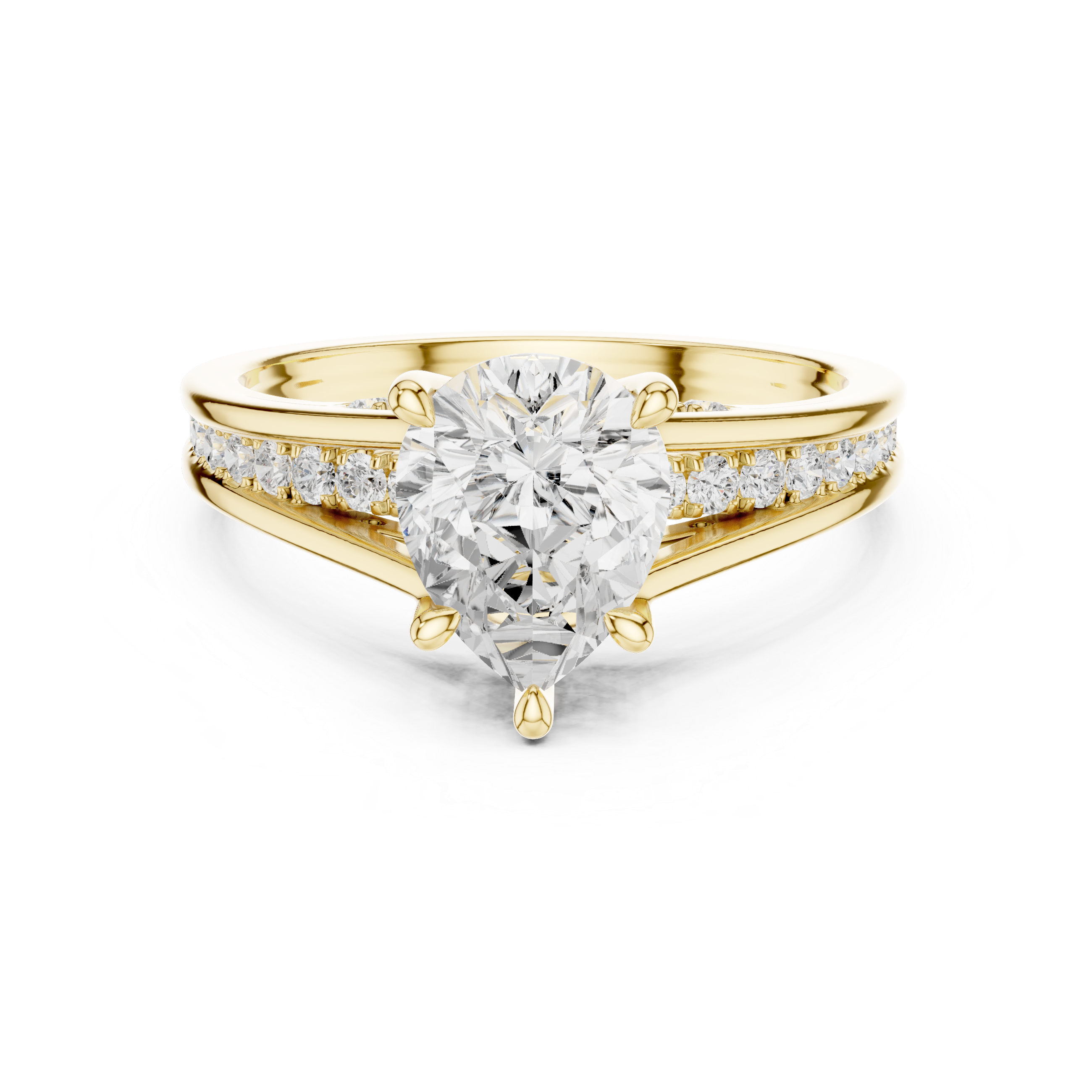 Pear Cut Solitaire Engagement Ring with Hidden Pavé Split Shank