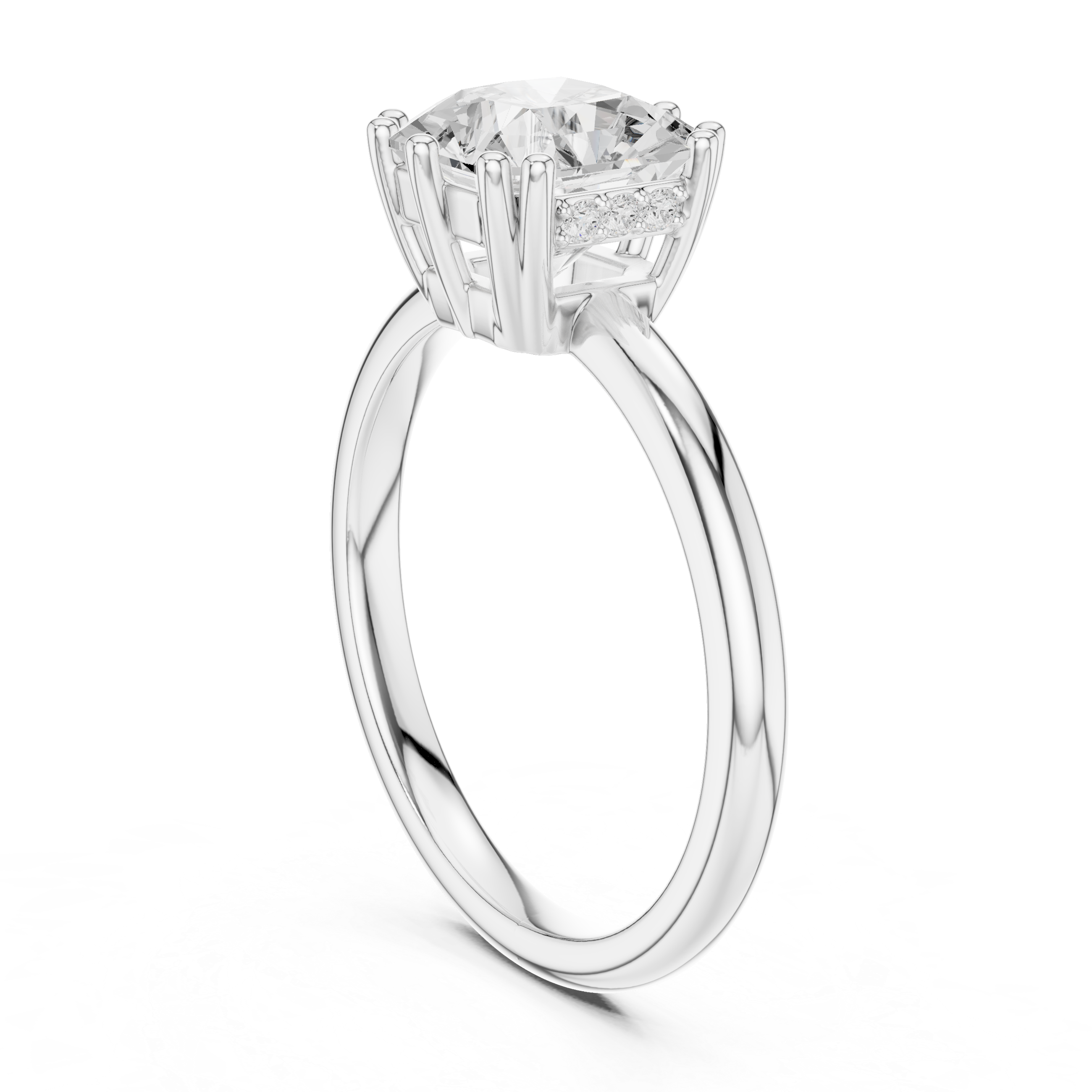 Asscher Cut Solitaire Engagement Ring with Hidden Diamond Accent Gallery