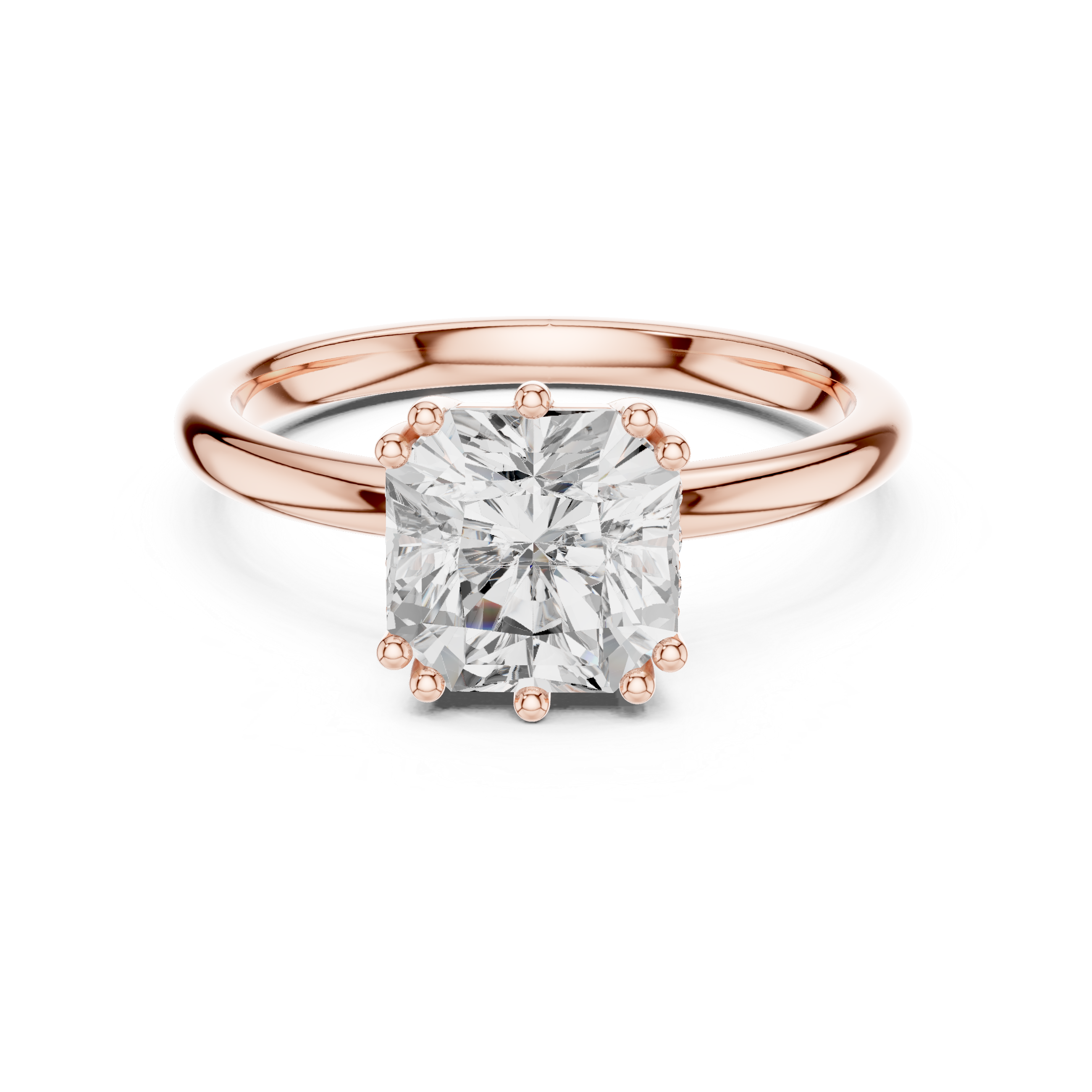Asscher Cut Solitaire Engagement Ring with Hidden Diamond Accent Gallery
