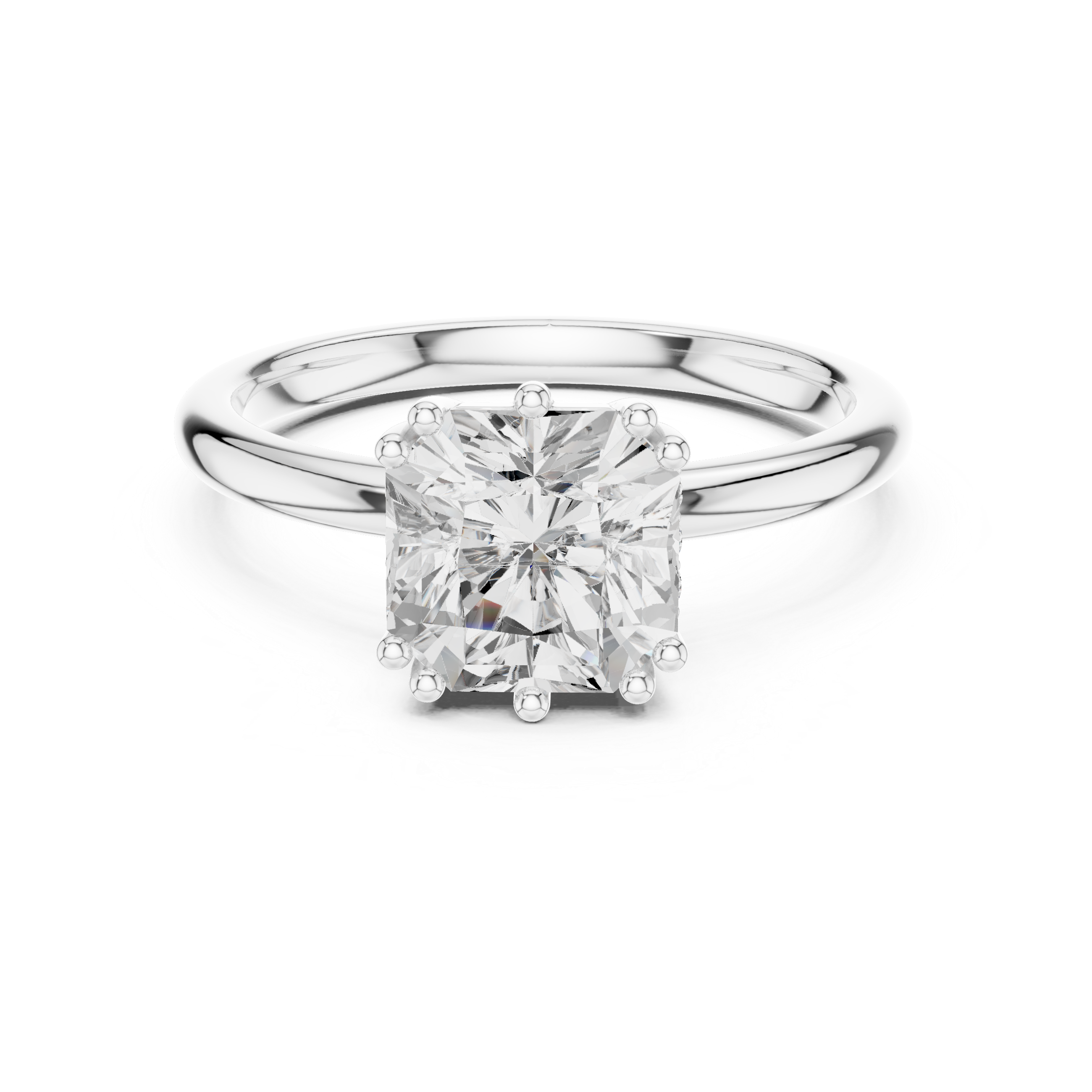 Asscher Cut Solitaire Engagement Ring with Hidden Diamond Accent Gallery
