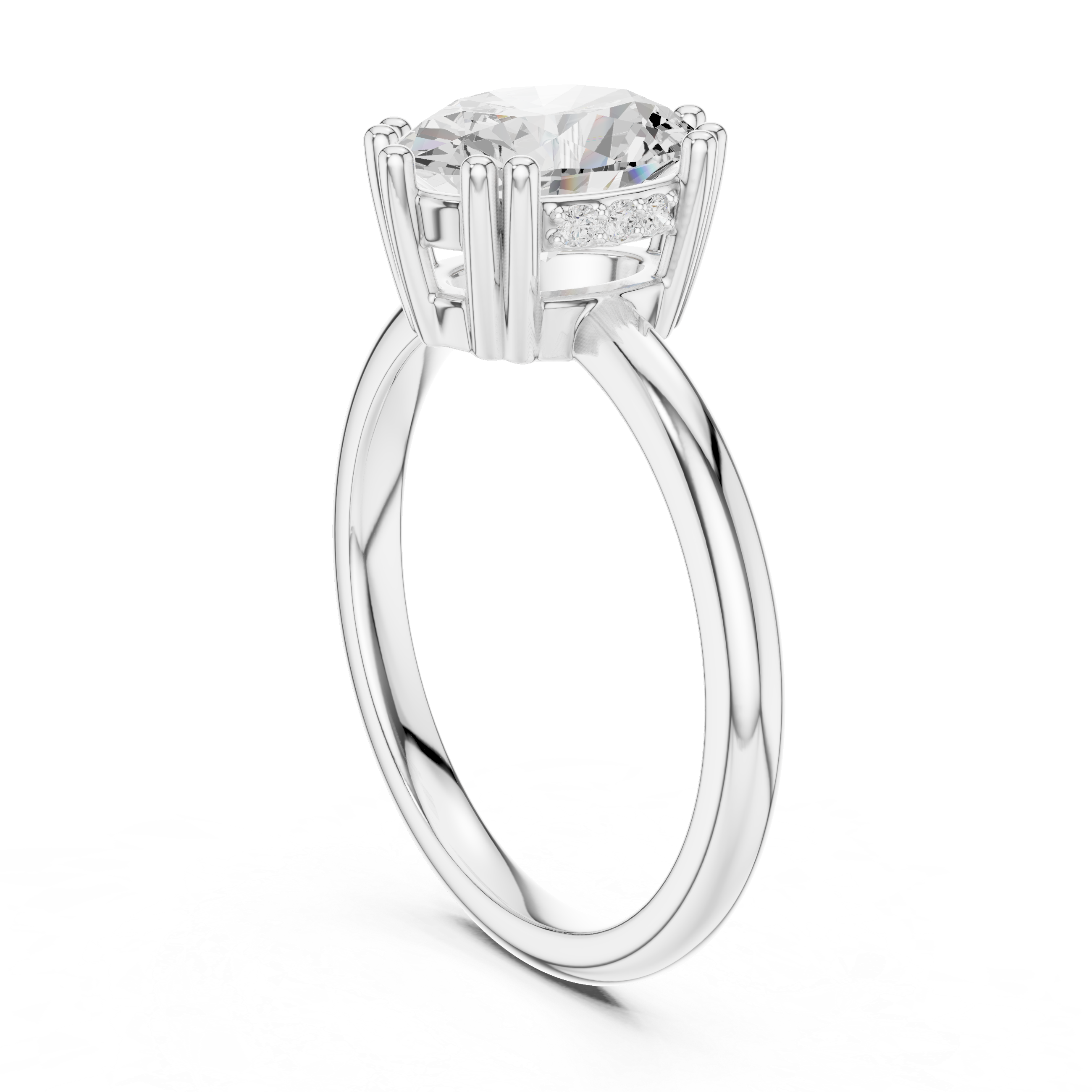 Oval Cut Solitaire Engagement Ring with Hidden Diamond Accent Basket