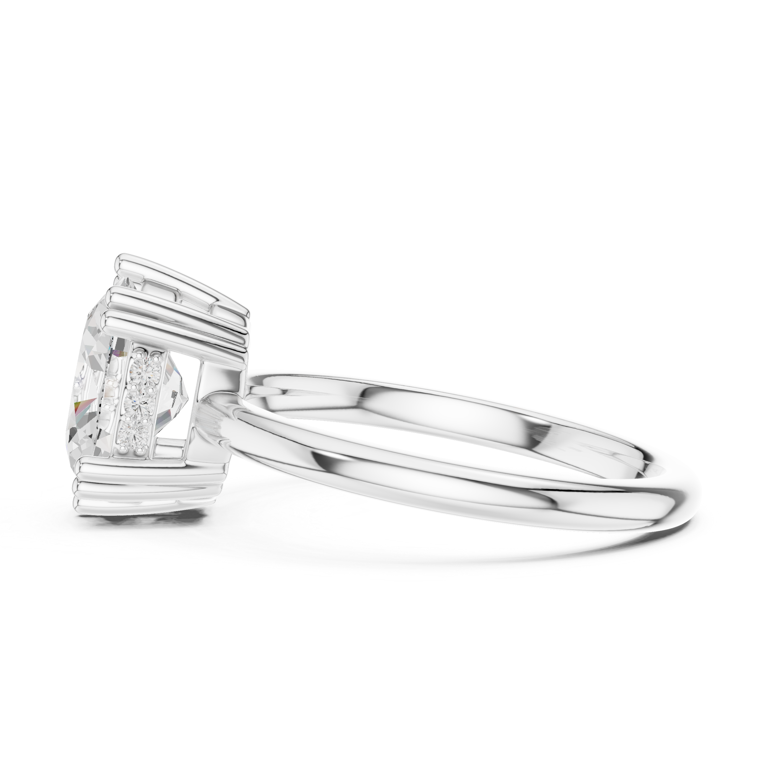 Oval Cut Solitaire Engagement Ring with Hidden Diamond Accent Basket