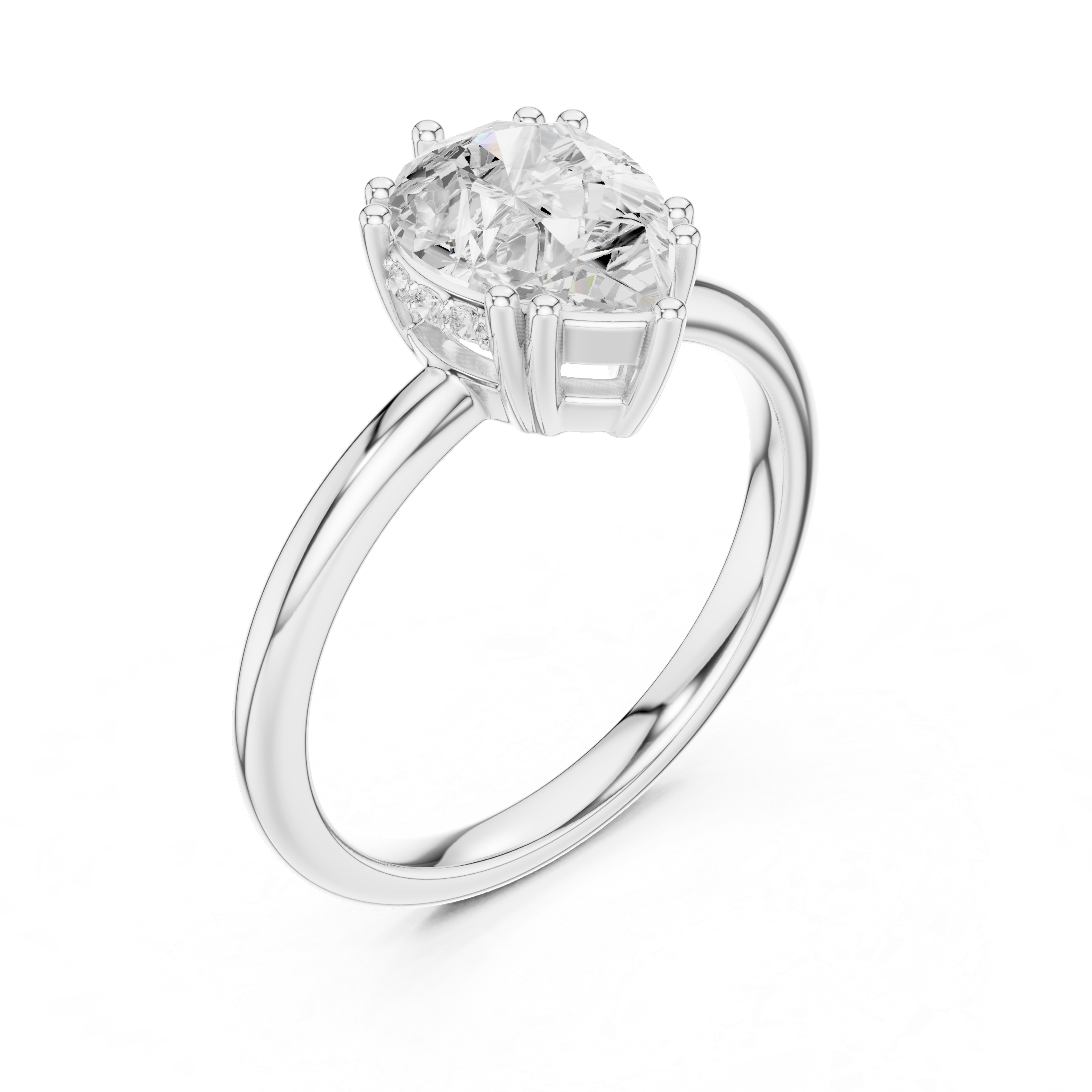 Pear Cut Solitaire Engagement Ring with Hidden Diamond Accent Gallery