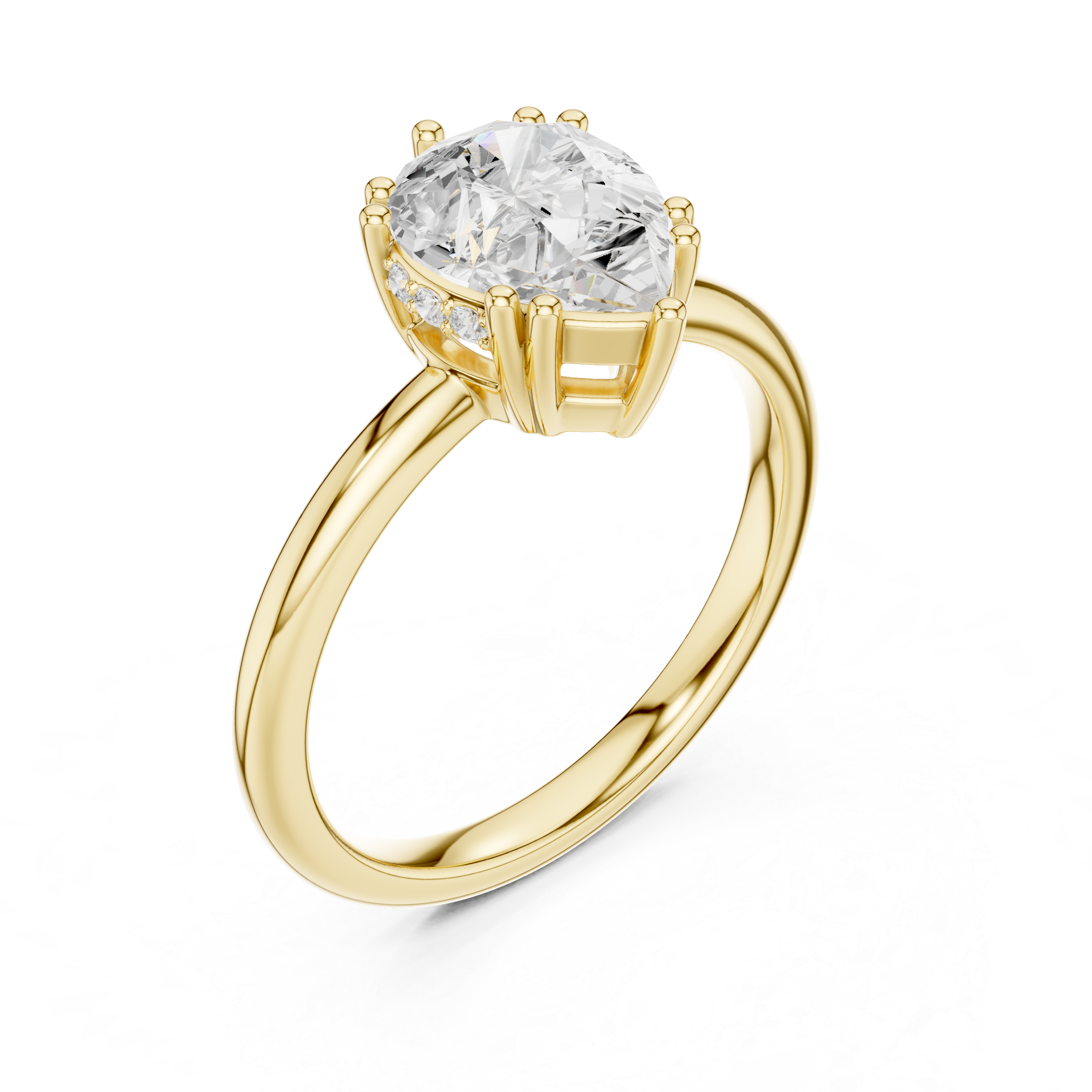 Pear Cut Solitaire Engagement Ring with Hidden Diamond Accent Gallery