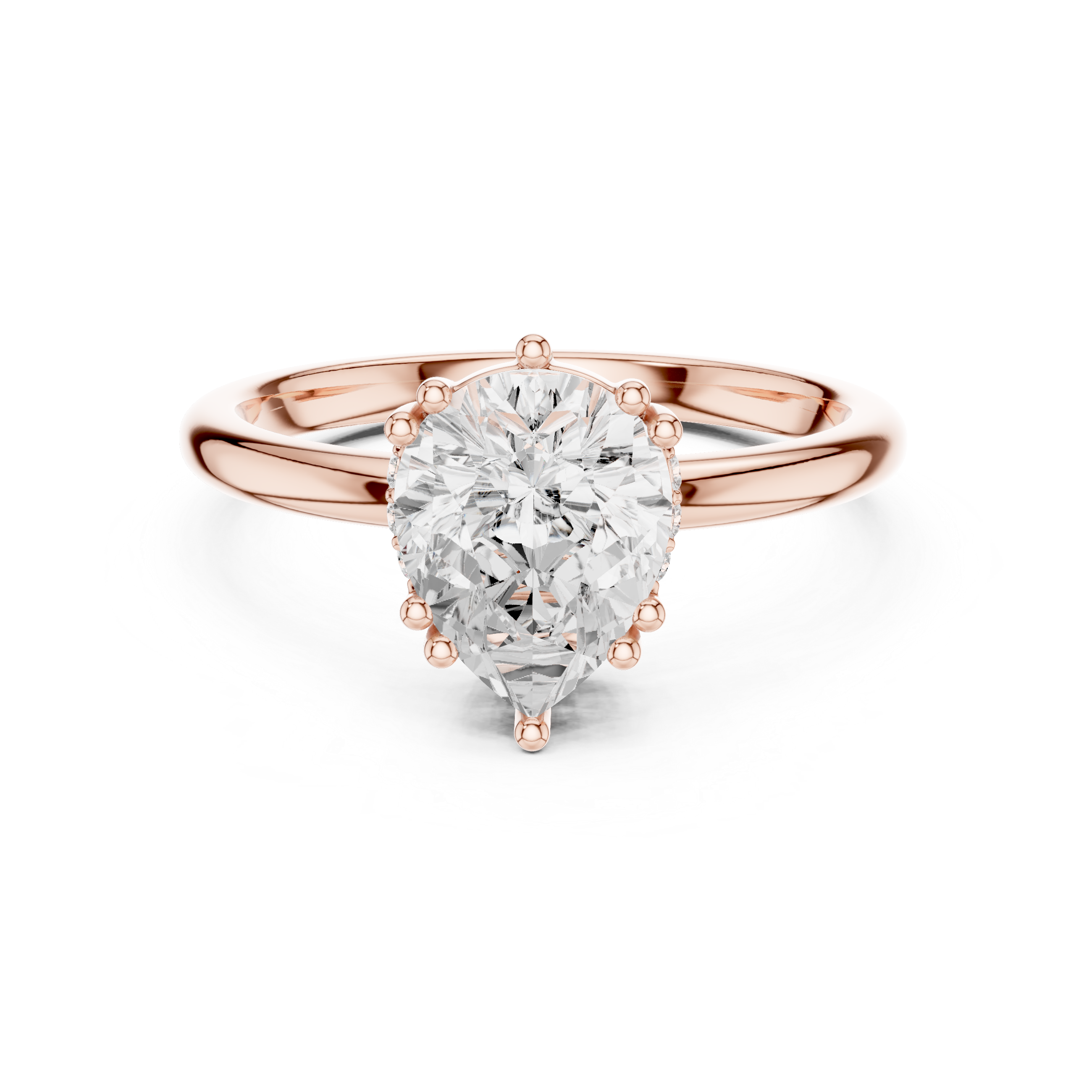 Pear Cut Solitaire Engagement Ring with Hidden Diamond Accent Gallery