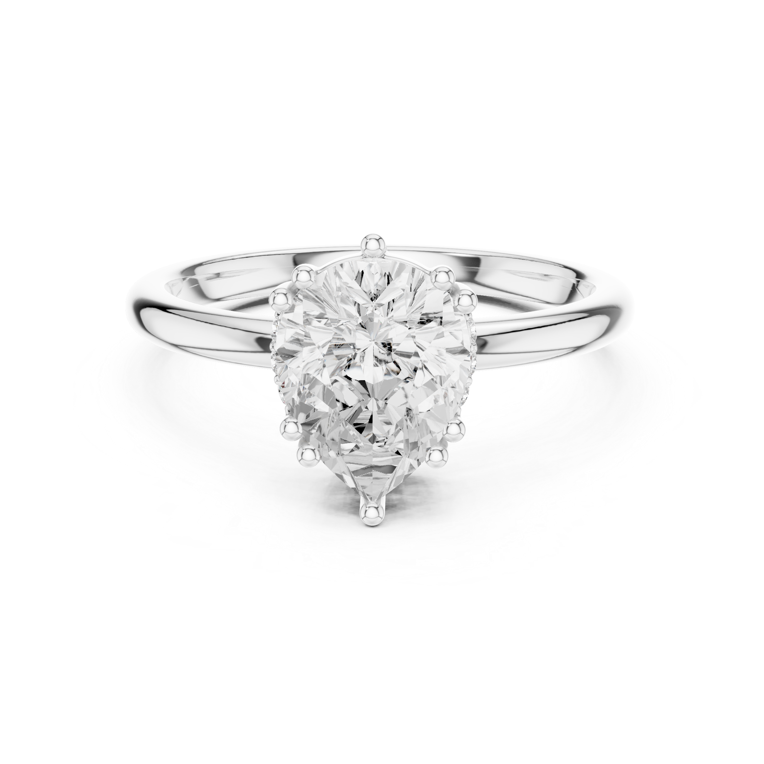 Pear Cut Solitaire Engagement Ring with Hidden Diamond Accent Gallery