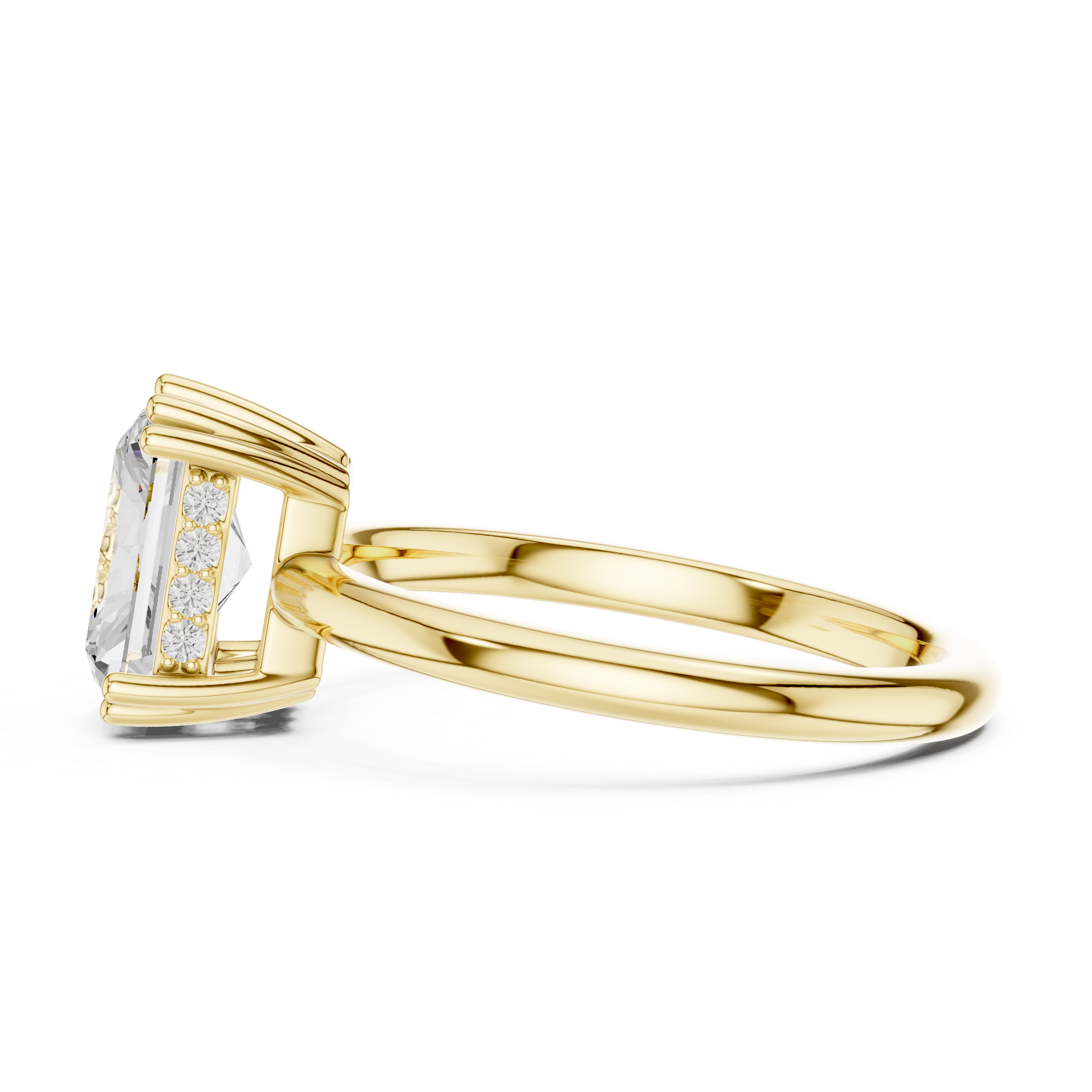 Radiant Cut Solitaire Engagement Ring with Hidden Diamond Accent Basket