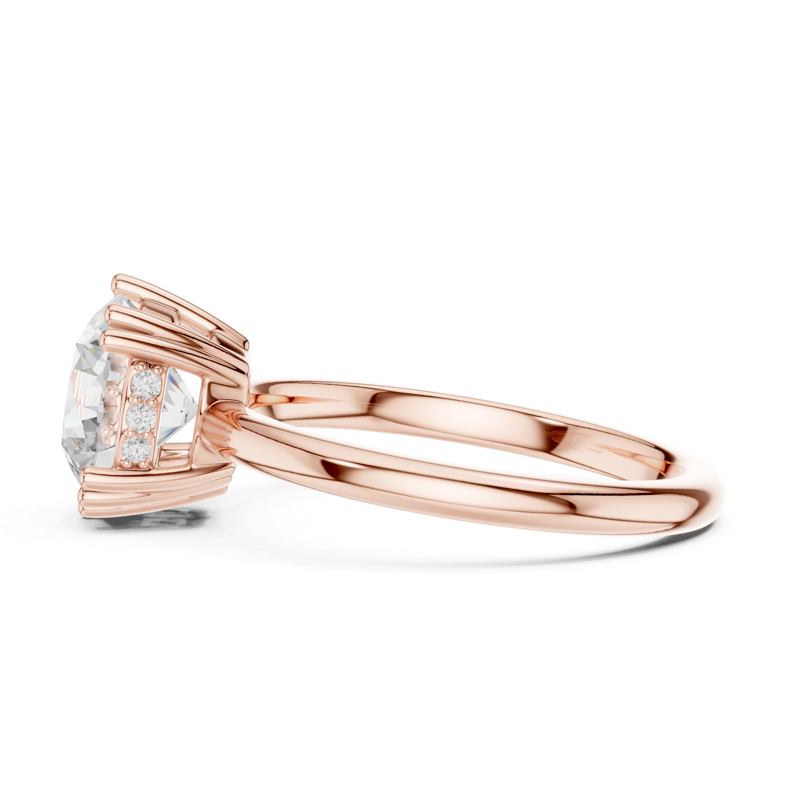 Round Brilliant Solitaire Engagement Ring with Hidden Diamond Accent Basket